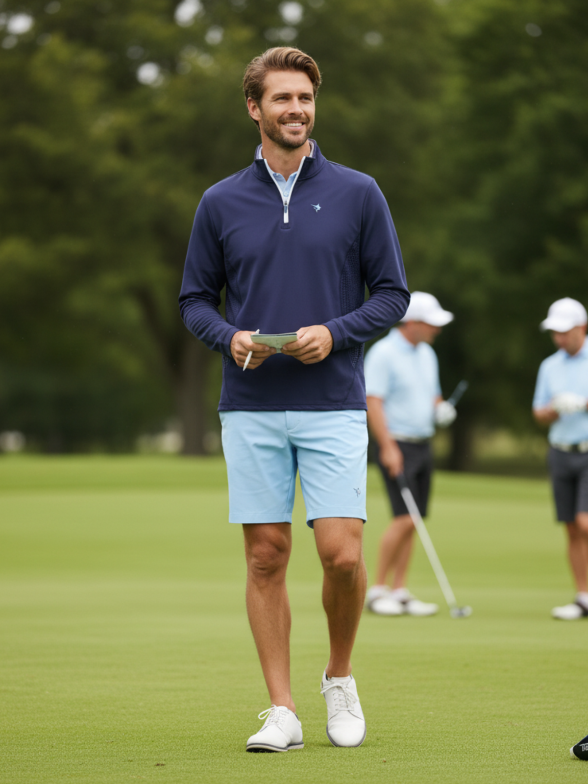 Men’s Performance Quarter Zip Pullover – Moisture Wicking SPF 50, Slate Blue