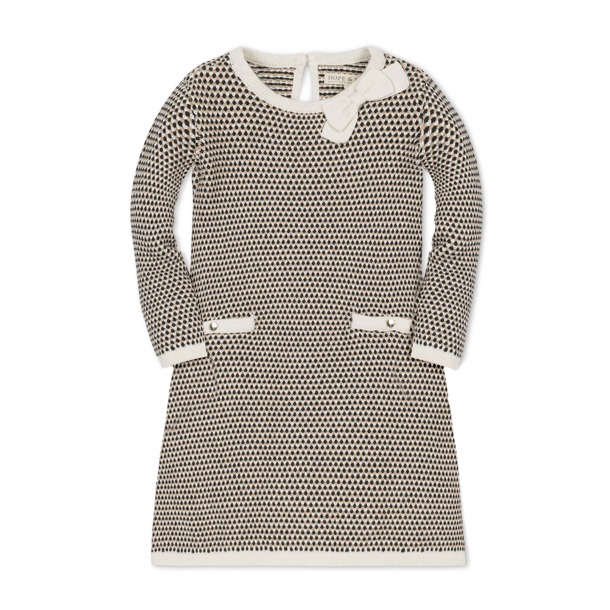 Adorable Organic Cotton Tweed Bow Sweater Dress for Baby Girls - Triniskies