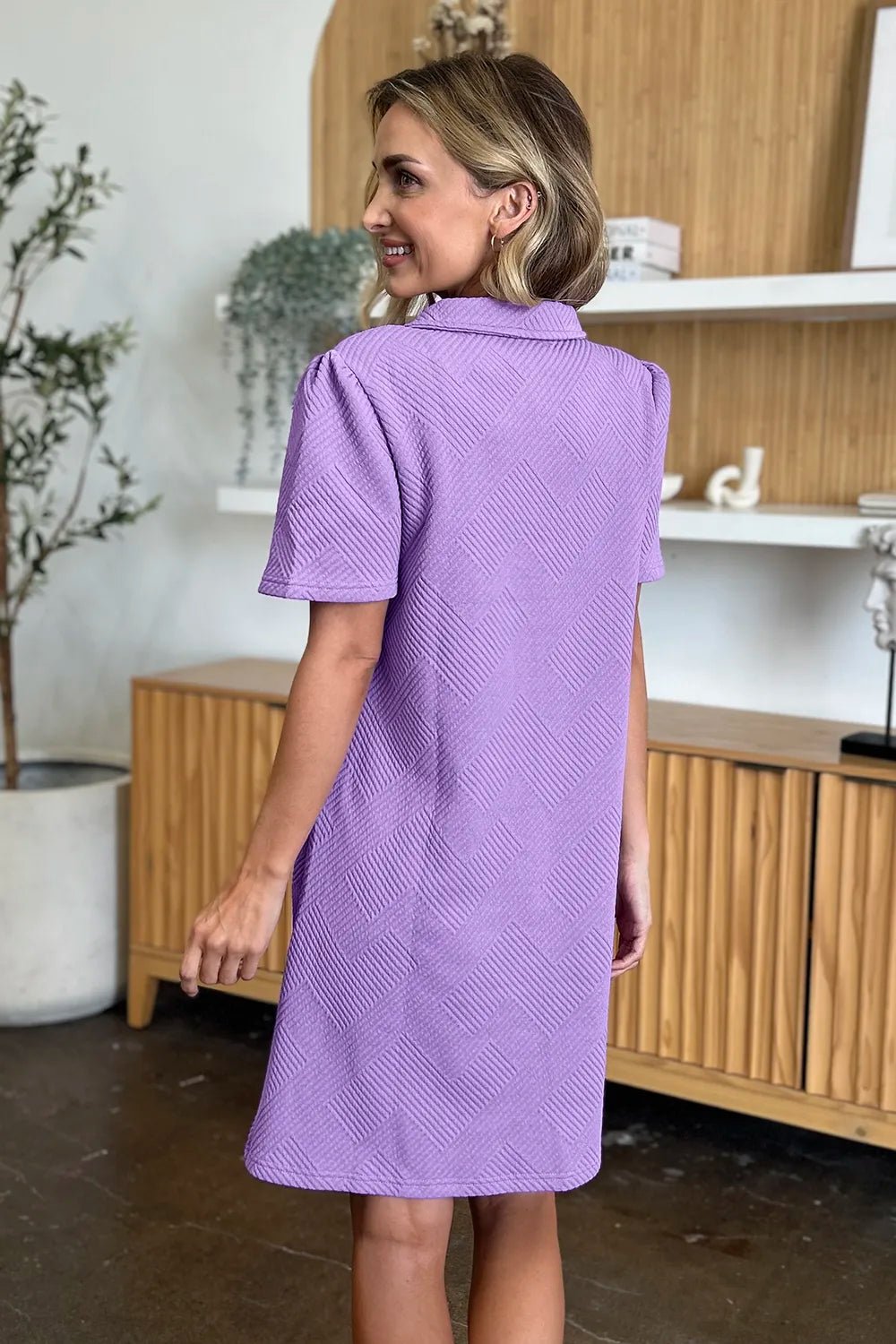 Coastal Texture Collared Mini Dress – Multiple Colors - Triniskies