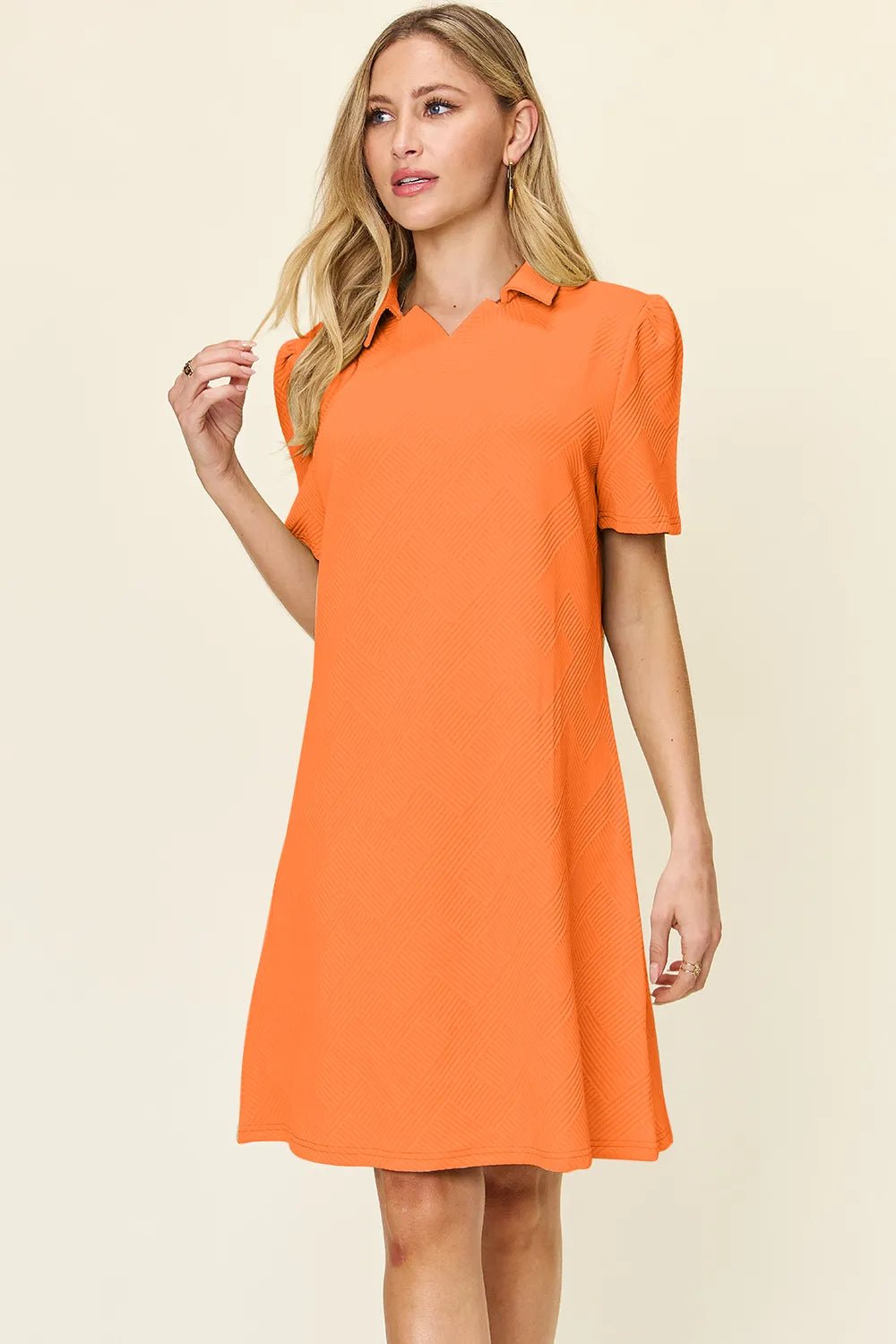 Coastal Texture Collared Mini Dress – Multiple Colors - Triniskies