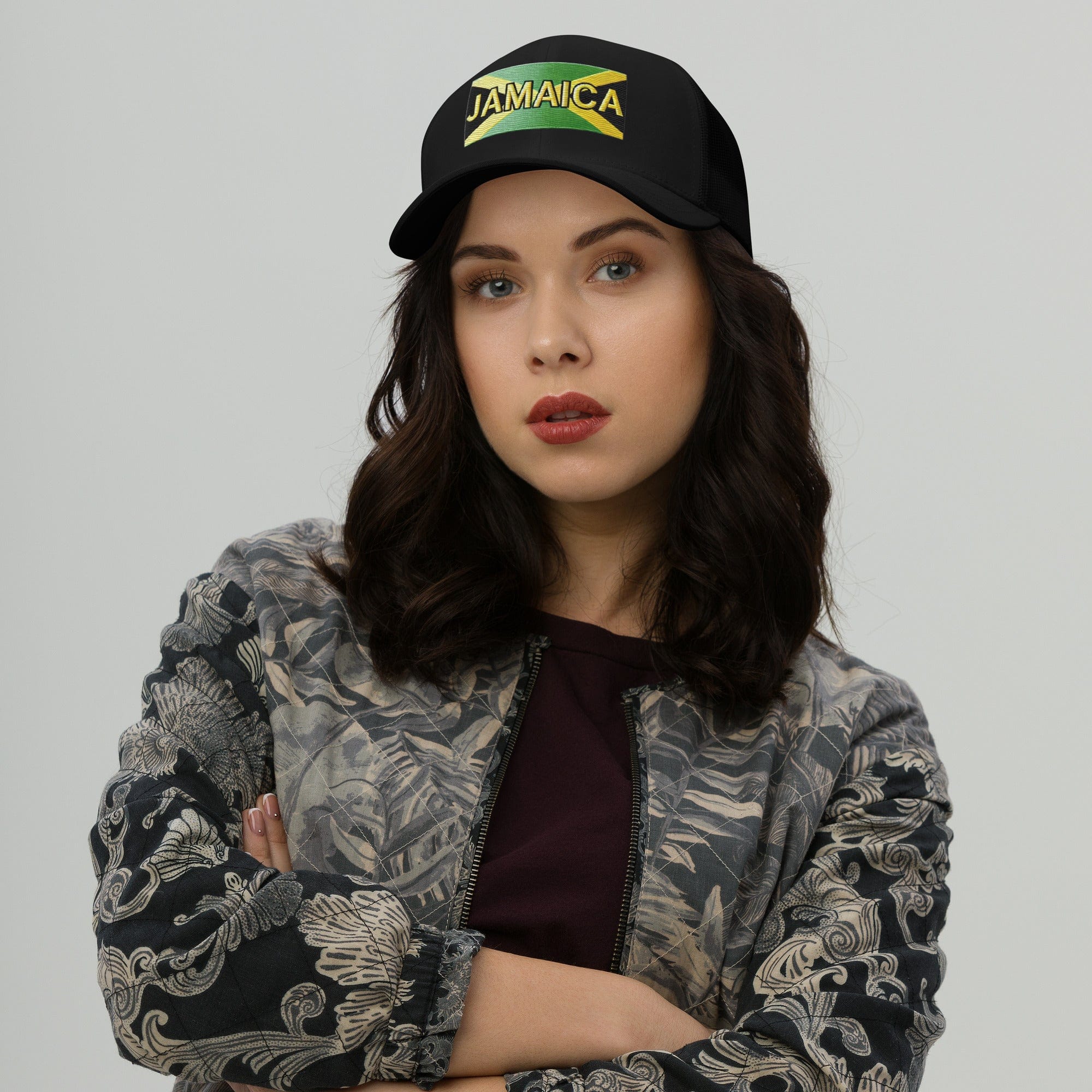 Embroidered 'Jamaica Vacation Destination' Trucker Hat – Comfortable Sun Protection Jamaica Hat - Triniskies