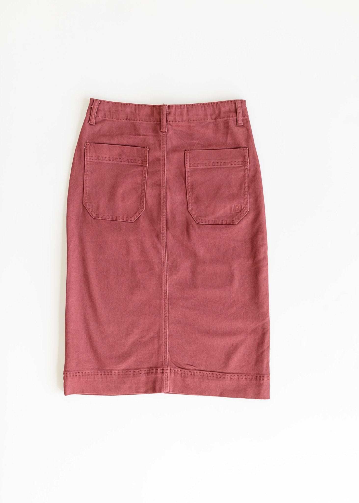 Erica Cotton Twill Midi Skirt – Classic Stretch Modest Skirt with Length Options - Triniskies