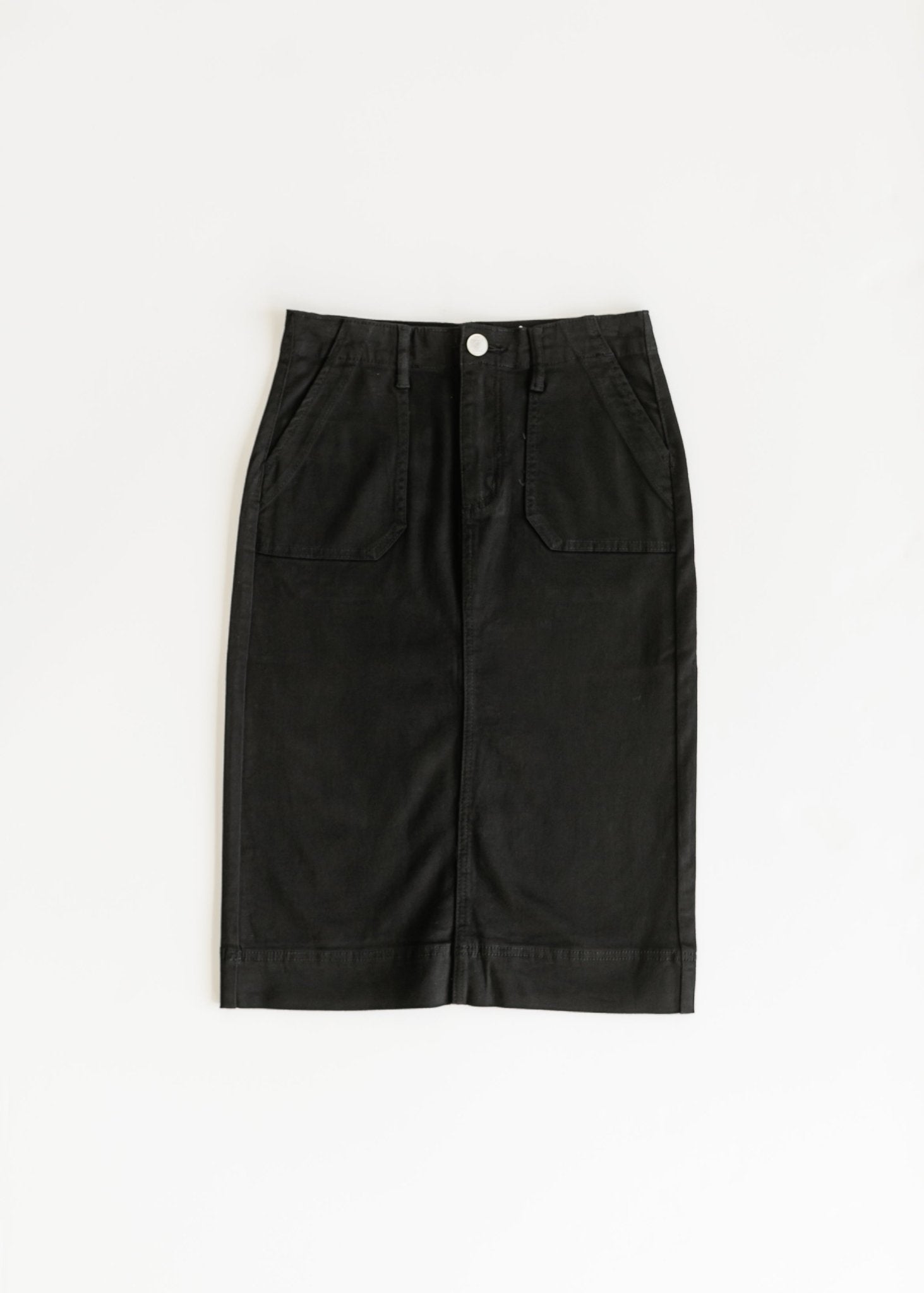 Erica Cotton Twill Midi Skirt – Classic Stretch Modest Skirt with Length Options - Triniskies