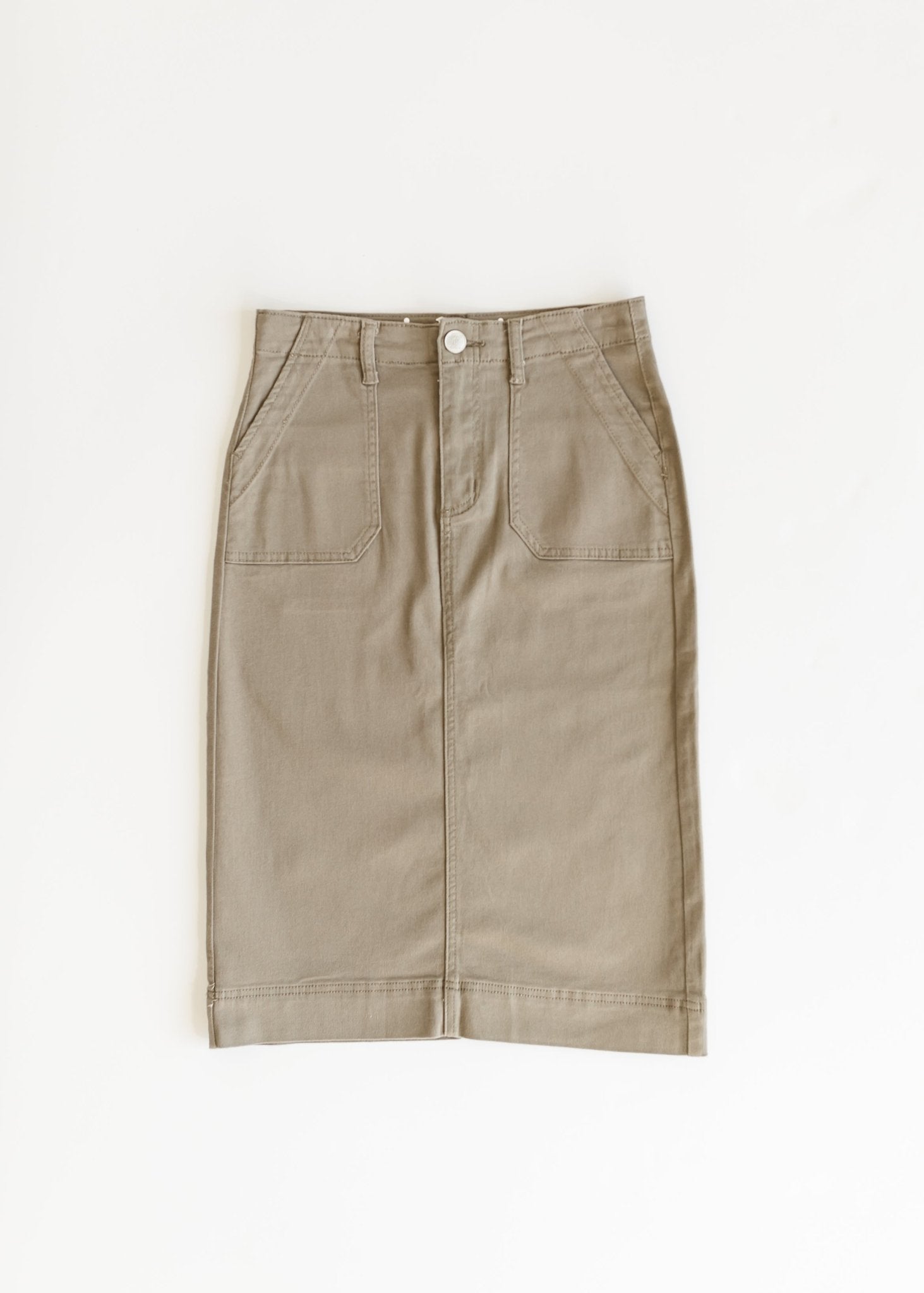Erica Cotton Twill Midi Skirt – Classic Stretch Modest Skirt with Length Options - Triniskies