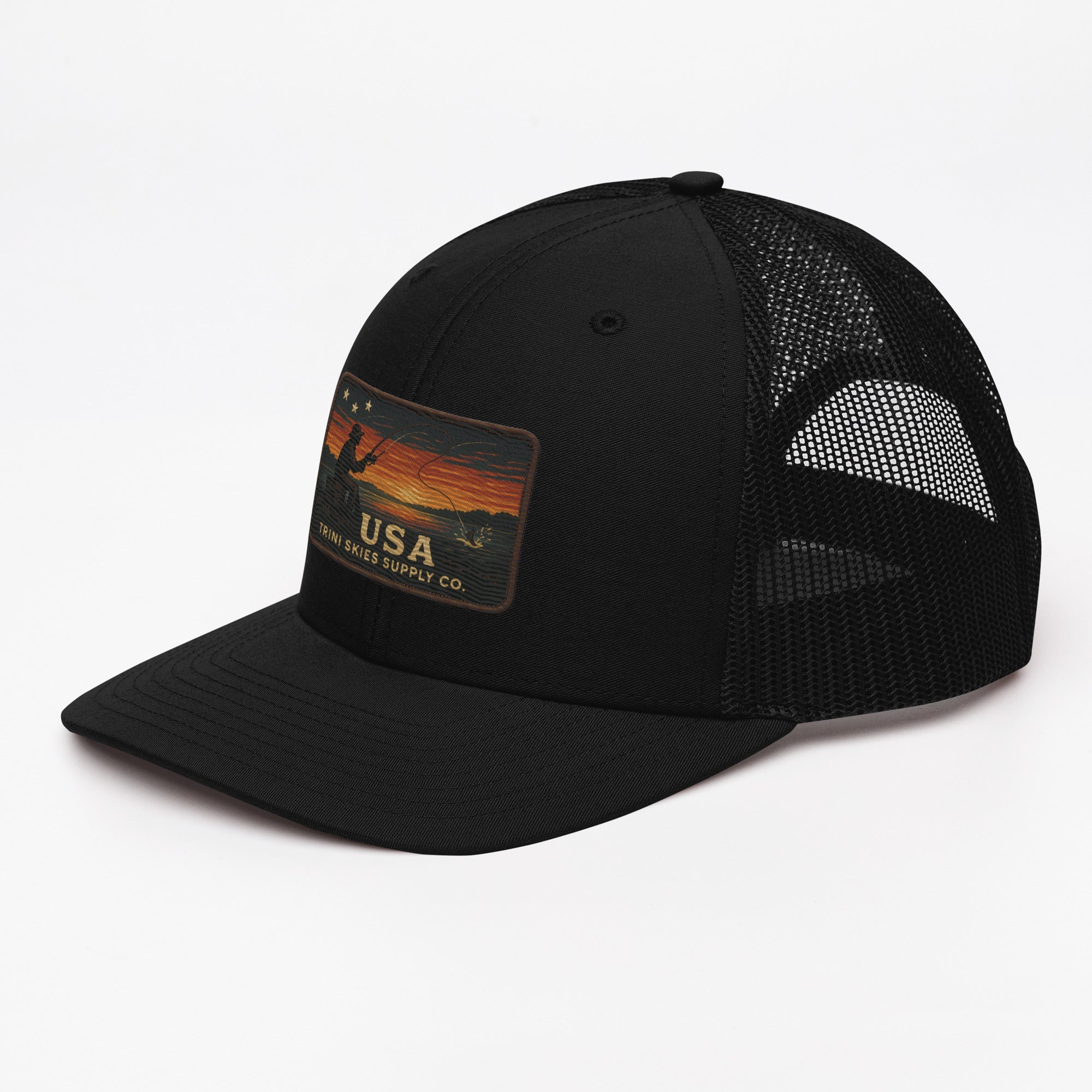 Heritage Waters USA Patch Hat – Richardson 112 Trucker Cap | Patriotic Fishing Hat | Trini Skies Supply Co. Outdoor Vintage Snapback - Triniskies