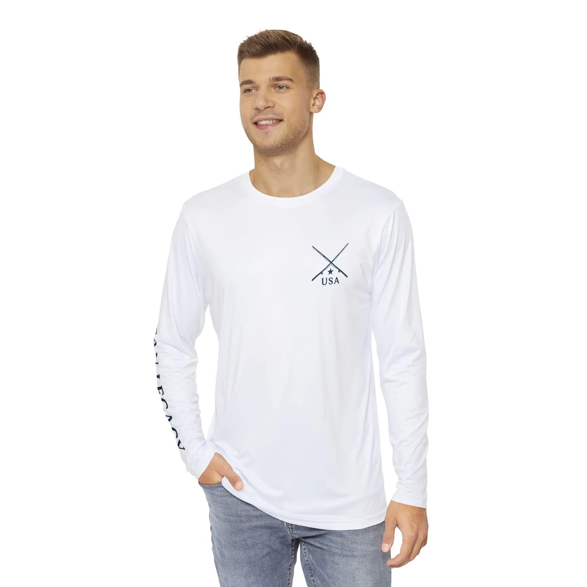 Honor the Chase Marlin Patriotic Long Sleeve Shirt USA Fishing Tee American Legacy Performance Shirt UV Protection - Triniskies