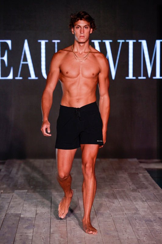 Laguna Black Swim Shorts – Sustainable Recycled Ocean Waste, 4 - Way Stretch | Trini Skies - Triniskies
