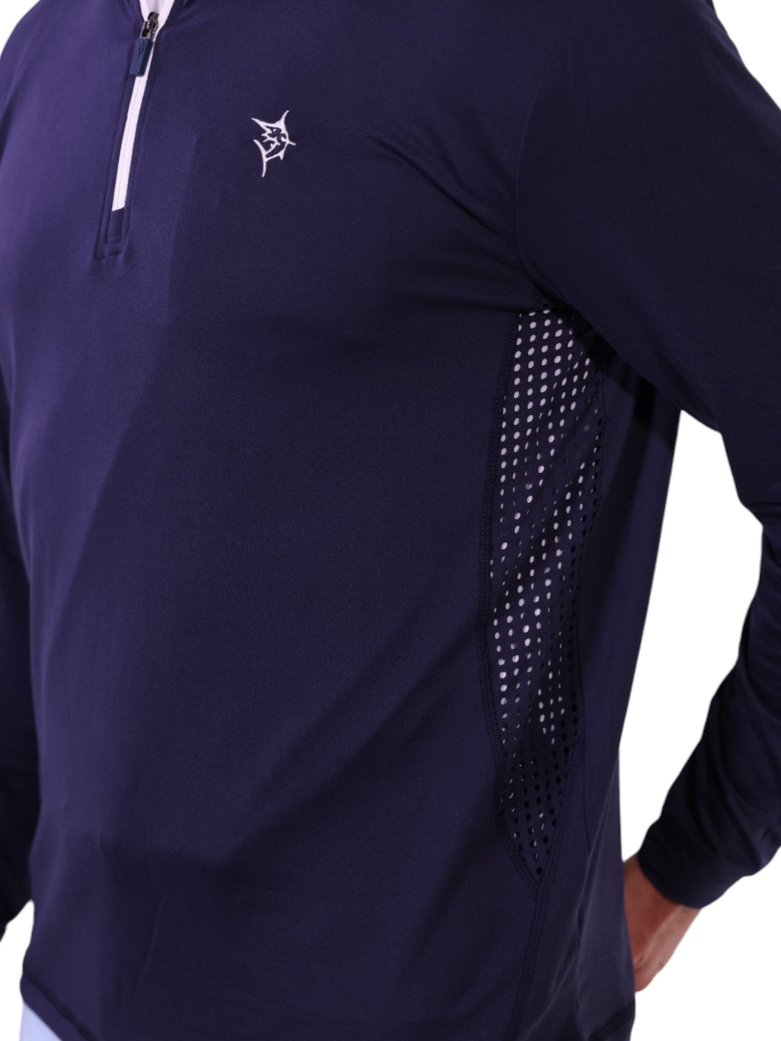 Men’s Performance Quarter Zip Pullover – Moisture Wicking SPF 50, Slate Blue - Triniskies