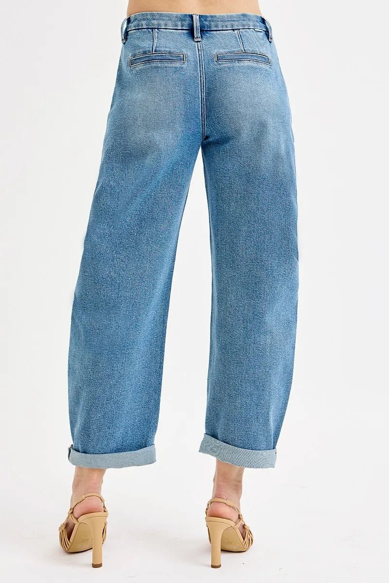RISEN Plus Size Mid Rise Barrel Roll Up Jeans – Relaxed Coastal Fit - Triniskies