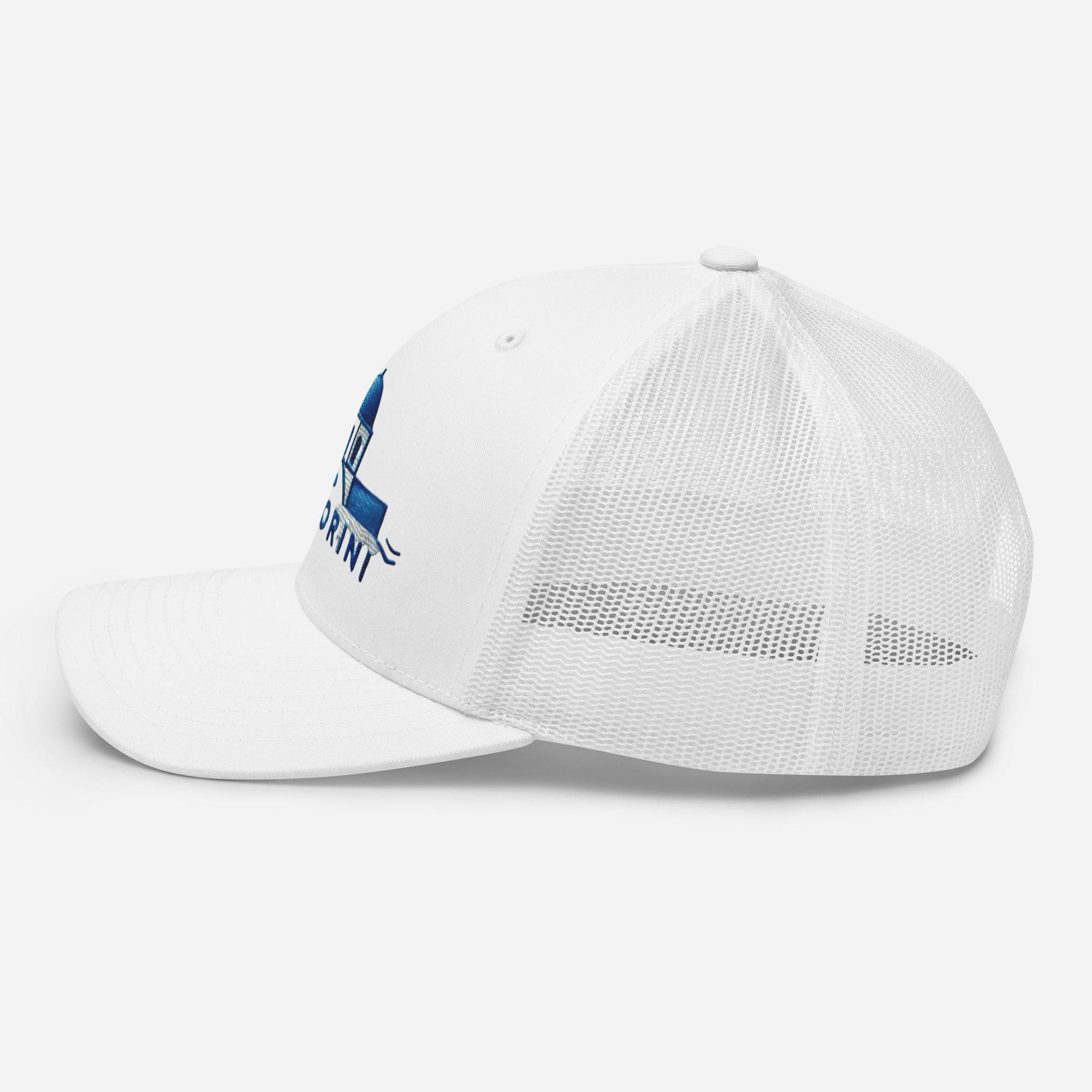 Santorini Embroidered Trucker Cap - Classic Mesh Back Hat for Sun Protection Greece Great Gift Idea Trucker Cap - Triniskies