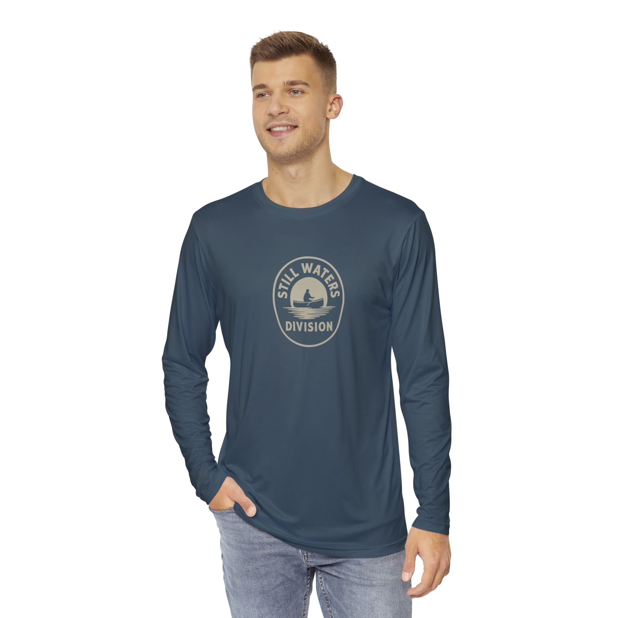 Still Waters Division Long Sleeve Fishing Shirt Lake Series Trini Skies Gear Perfect for Anglers, Coastal Vibes USA Fishing Gift - Triniskies