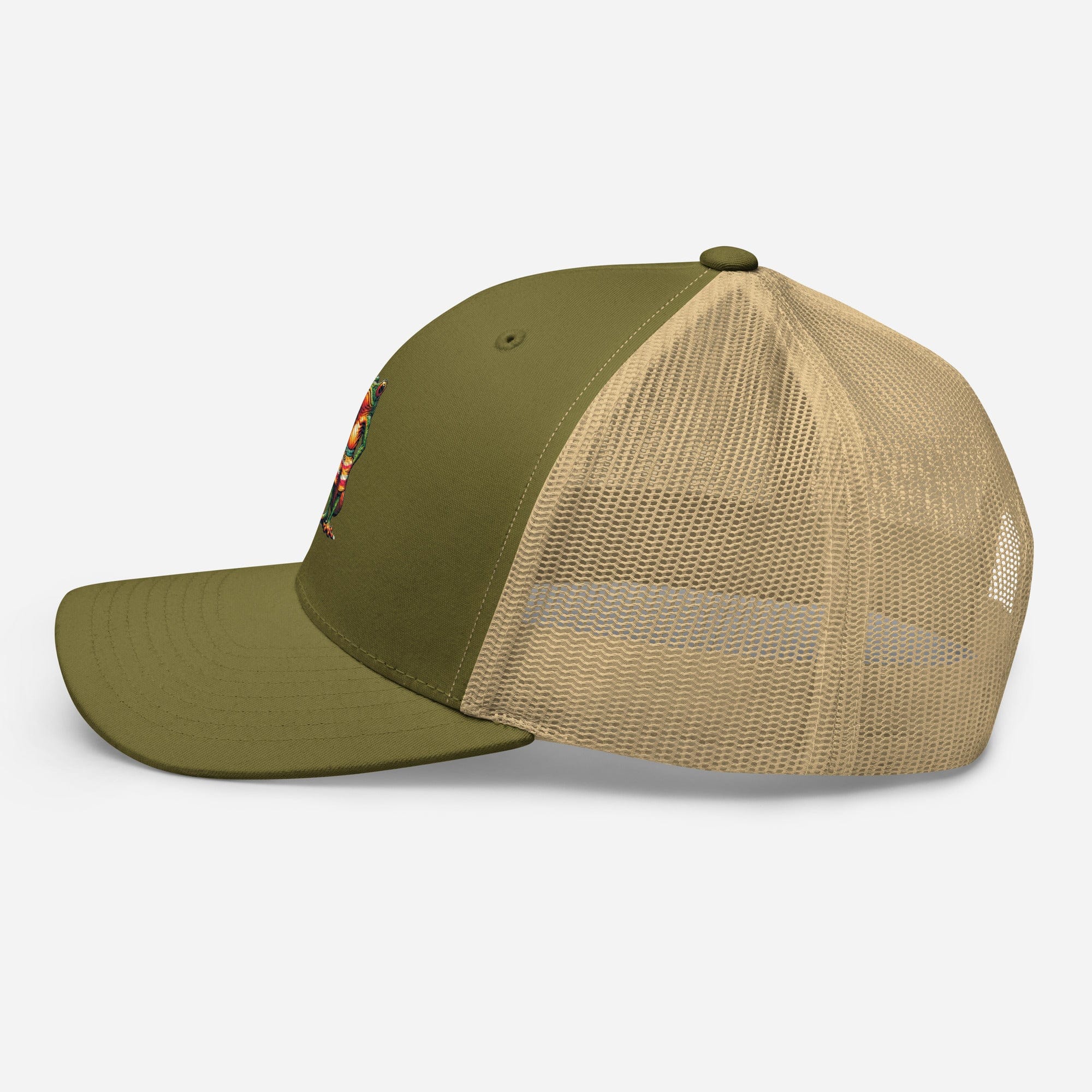 Surfs Up Surfing Frog Embroidered Trucker Cap by Trini Skies, Adjustable Mesh Back Cap - Triniskies