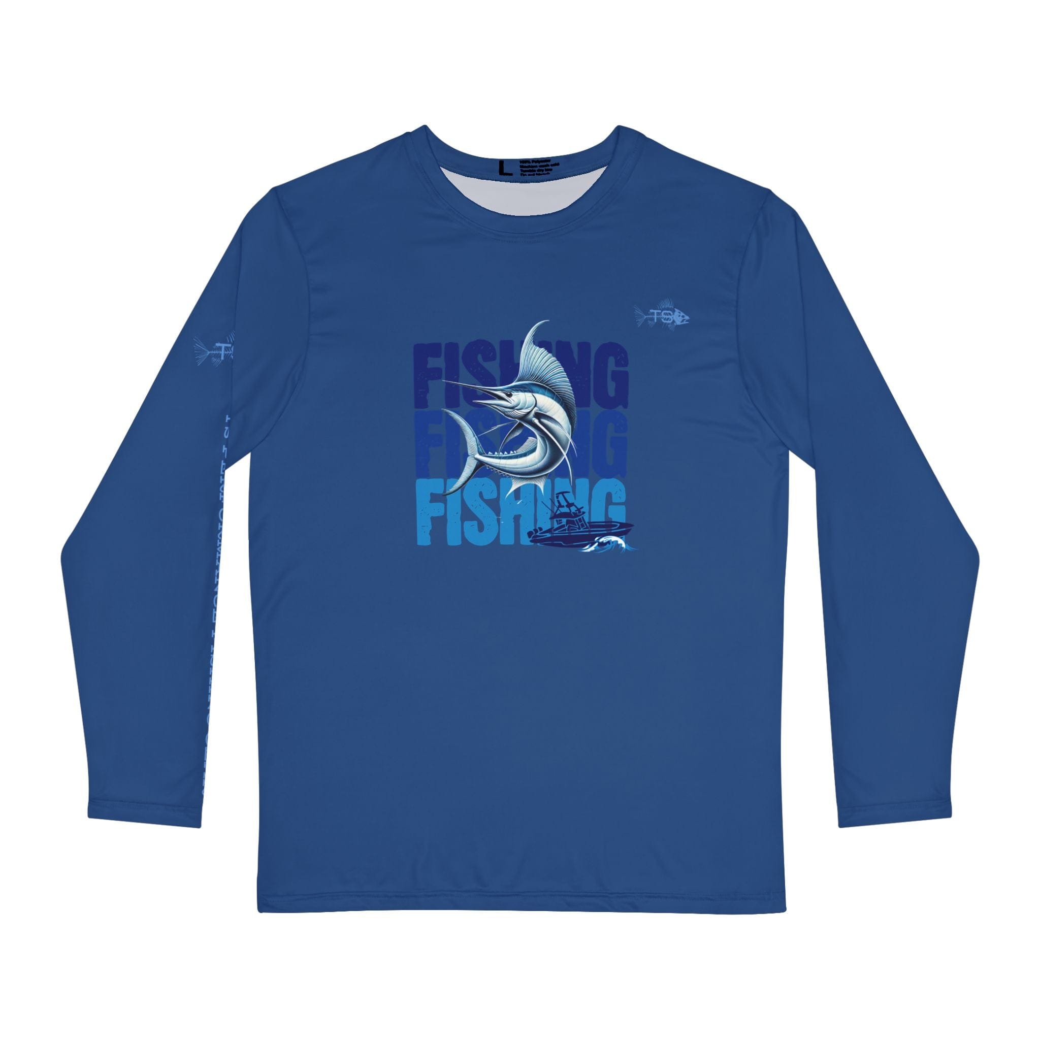 TS Sport Fishing Unisex Long Sleeve Performance Shirt, 100% Polyester, Moisture - Wicking Activewear (BLUE) - Triniskies