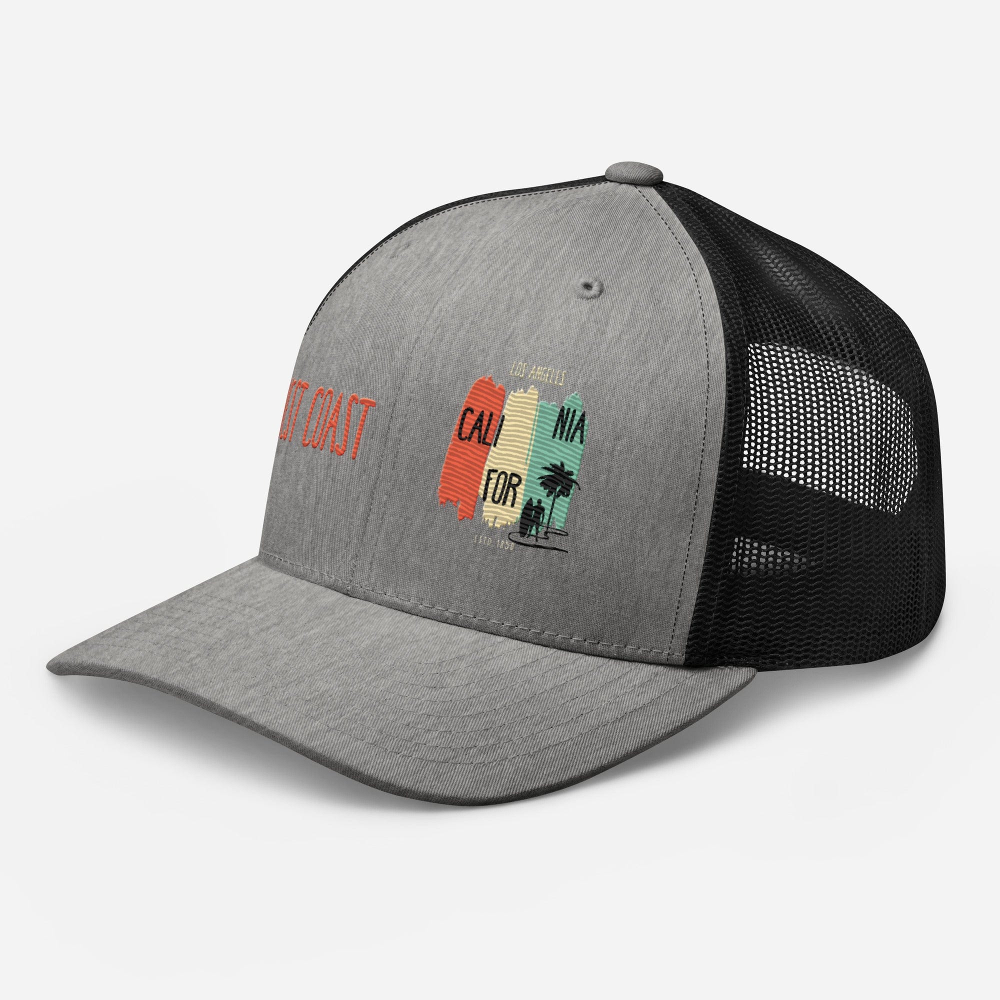West Coast Los Angeles Embroidered Snapback Trucker Hat, Adjustable Mesh Back Cap - Triniskies