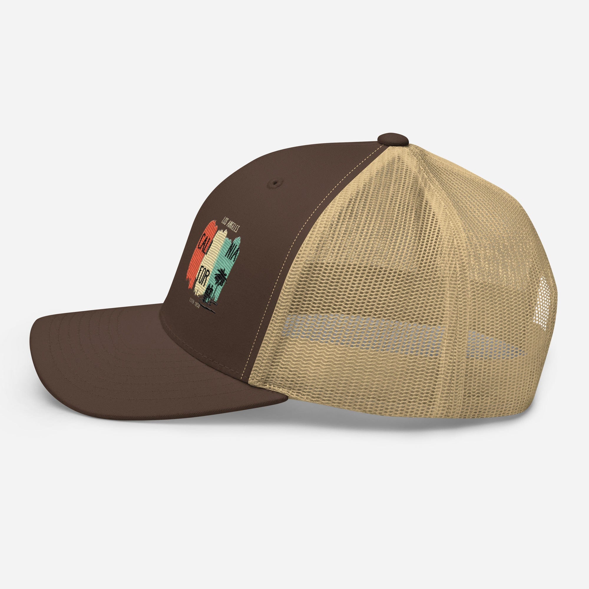 West Coast Los Angeles Embroidered Snapback Trucker Hat, Adjustable Mesh Back Cap - Triniskies