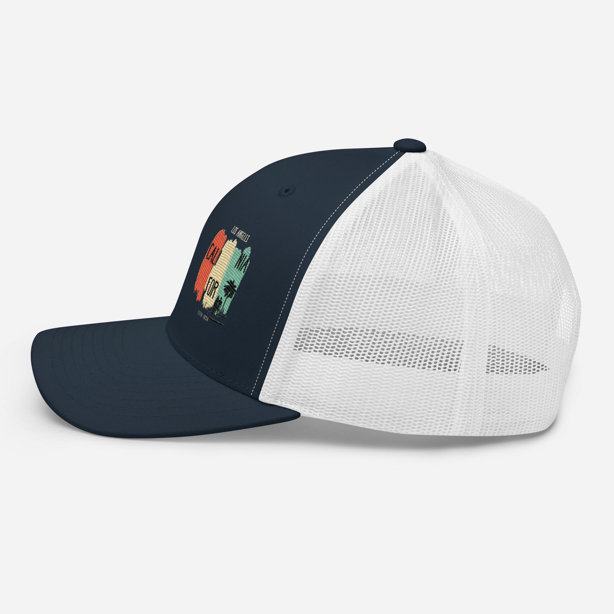West Coast Los Angeles Embroidered Snapback Trucker Hat, Adjustable Mesh Back Cap - Triniskies