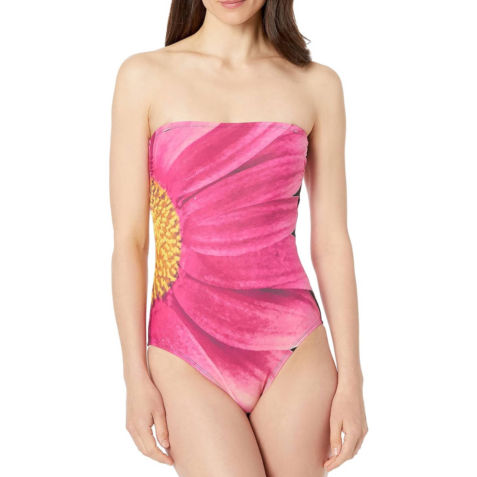 Calvin Klein Women's Classic Bandeau One Piece Swimsuit Swimwear SZ 10 - Triniskies