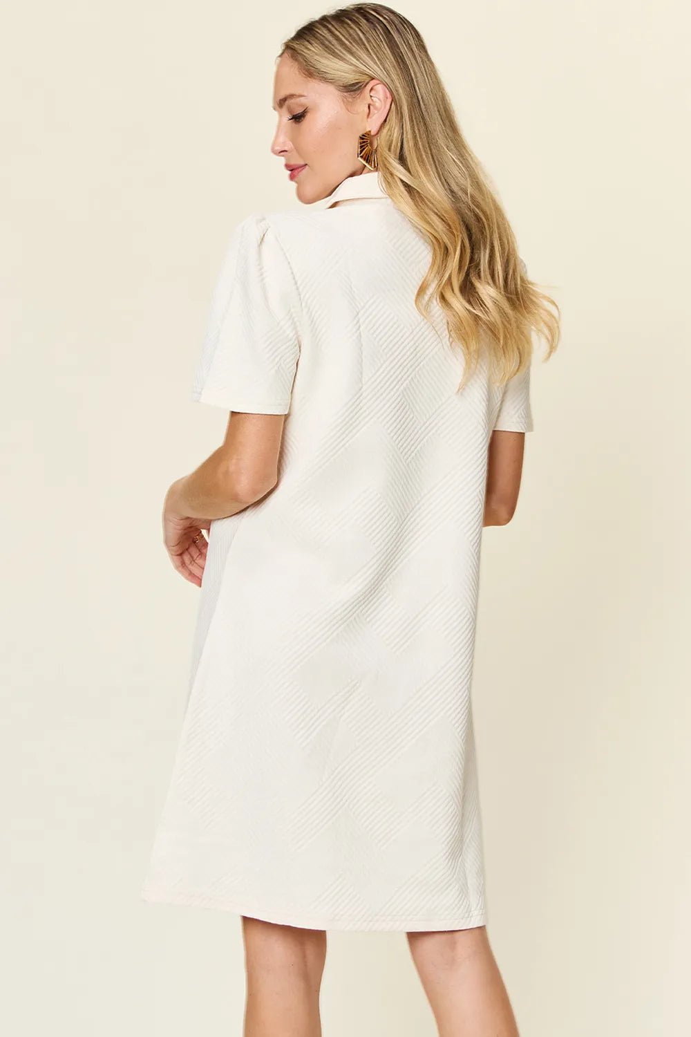 Coastal Texture Collared Mini Dress – Multiple Colors - Triniskies