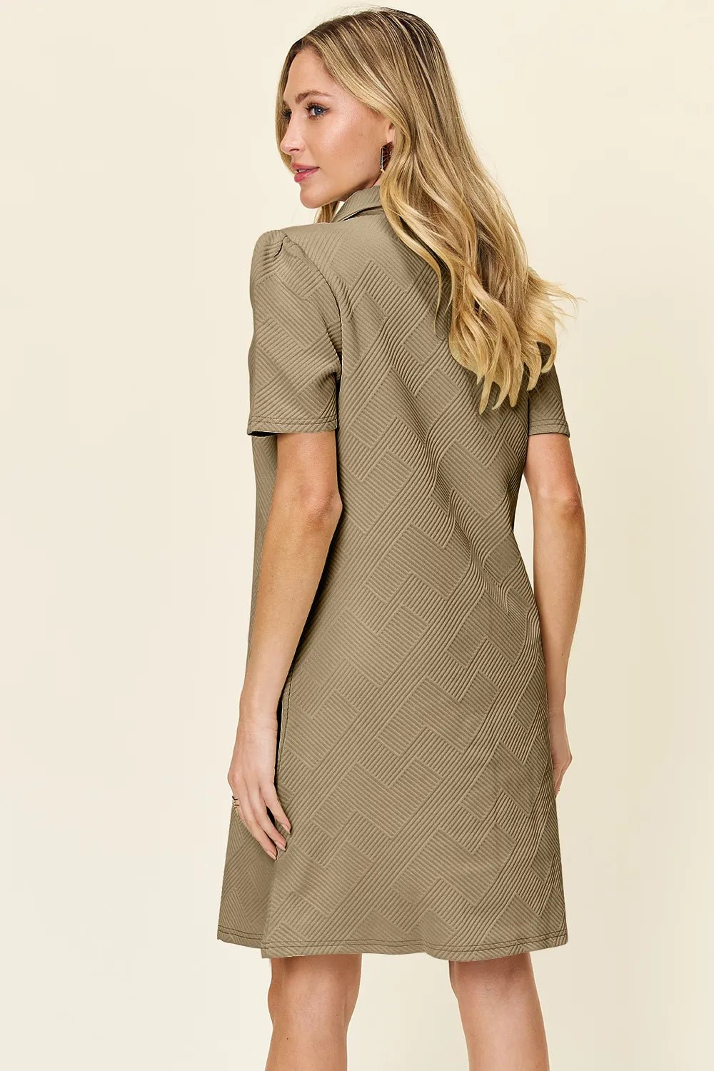 Coastal Texture Collared Mini Dress – Multiple Colors - Triniskies