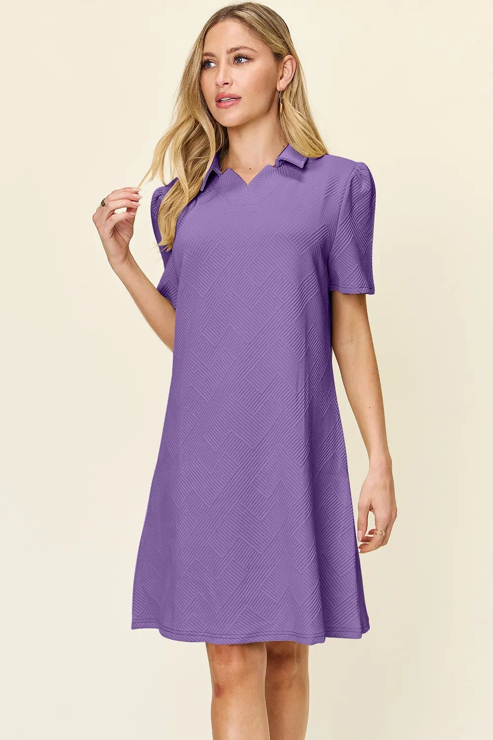 Coastal Texture Collared Mini Dress – Multiple Colors - Triniskies