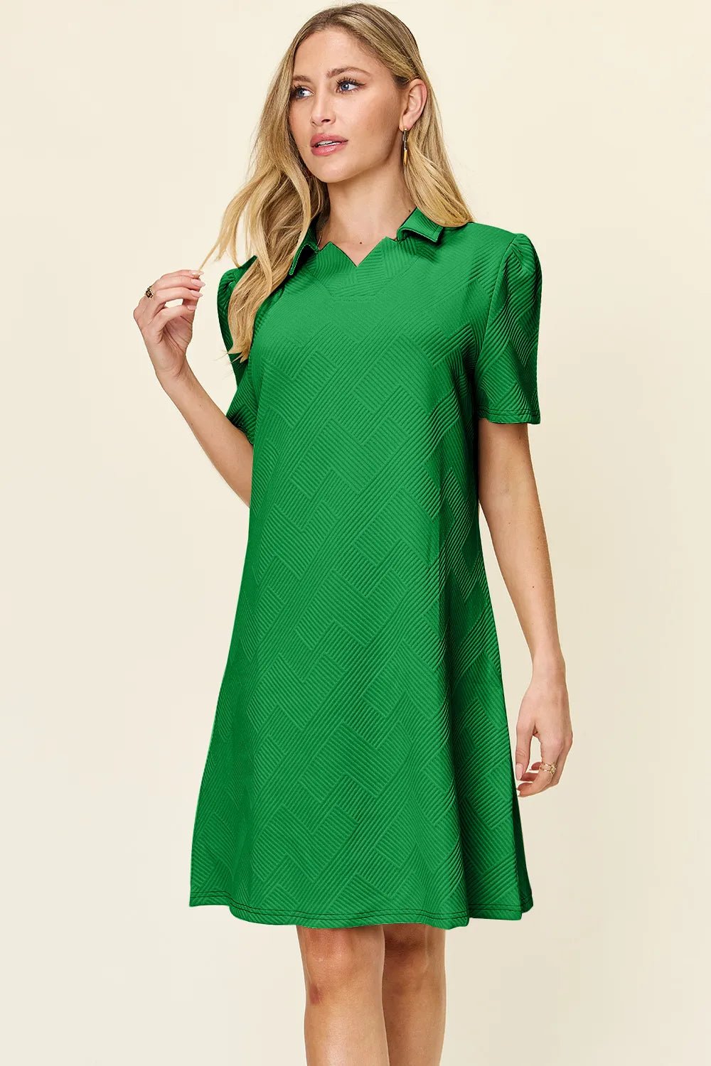 Coastal Texture Collared Mini Dress – Multiple Colors - Triniskies