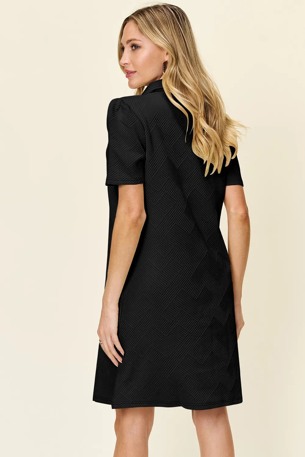Coastal Texture Collared Mini Dress – Multiple Colors - Triniskies