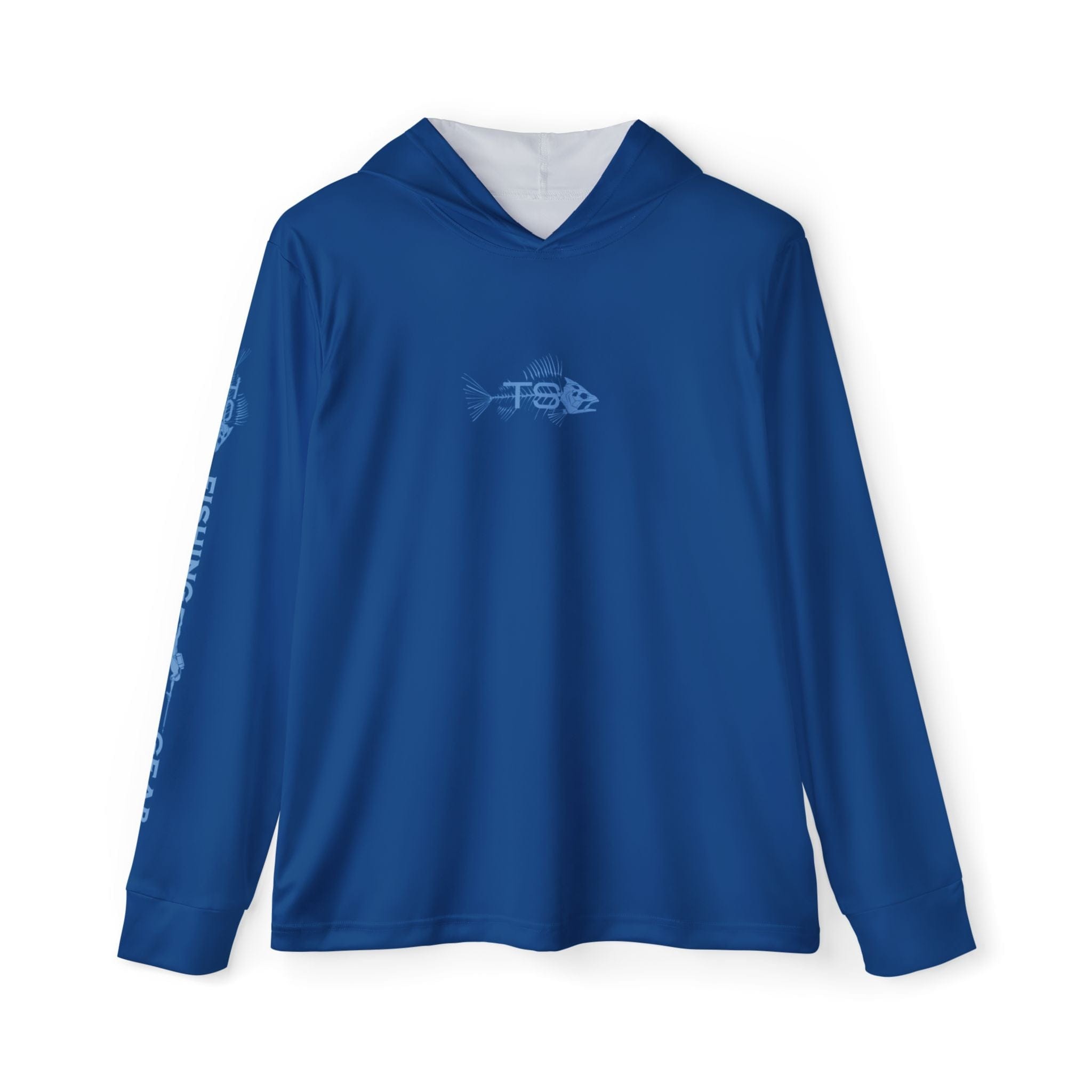 Deep Blue Offshore Fishing Unisex Performance Hoodie, 100% Polyester, Quick - Dry Activewear (BLUE). - Triniskies