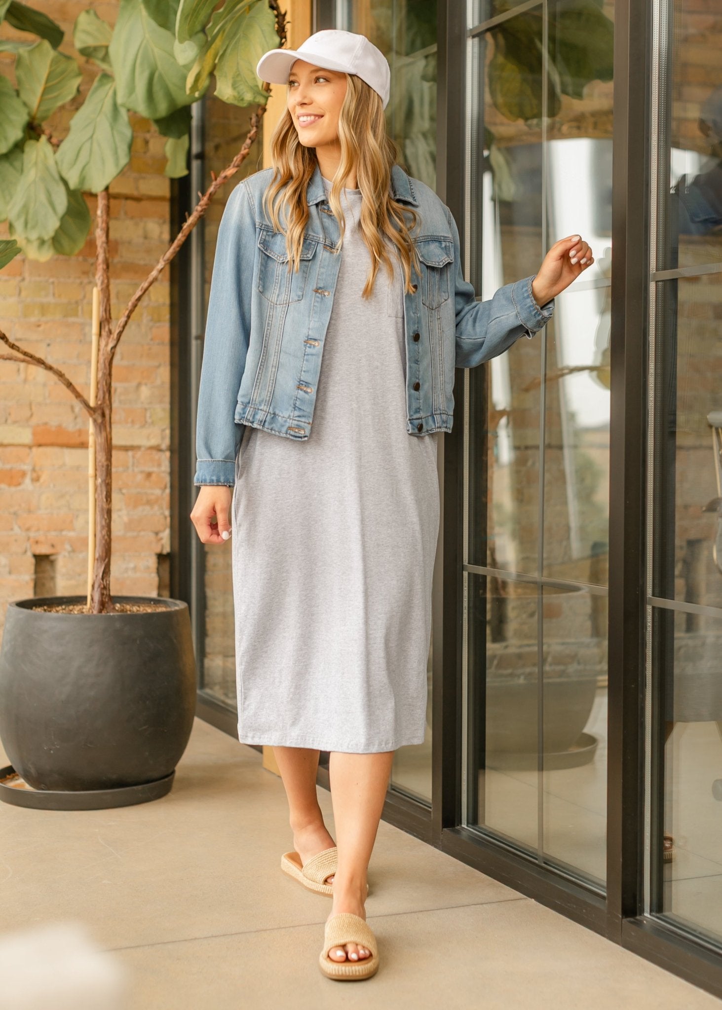 Finley T-Shirt Midi Dress – Navy Short Sleeve Casual Modest Dress with Pockets - Triniskies