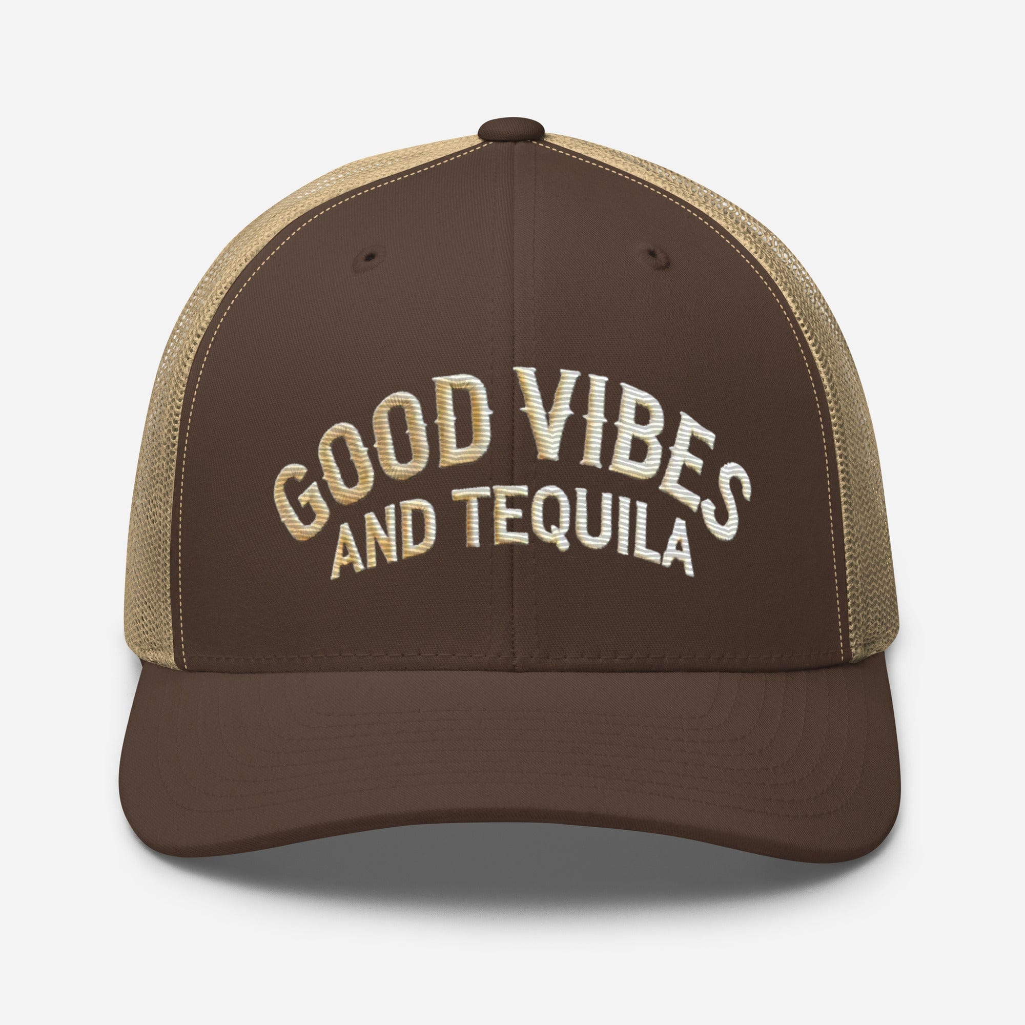Good Vibes and Tequila Embroidered Trucker Cap: Classic Mesh Back, Adjustable Fit Great Gift - Triniskies