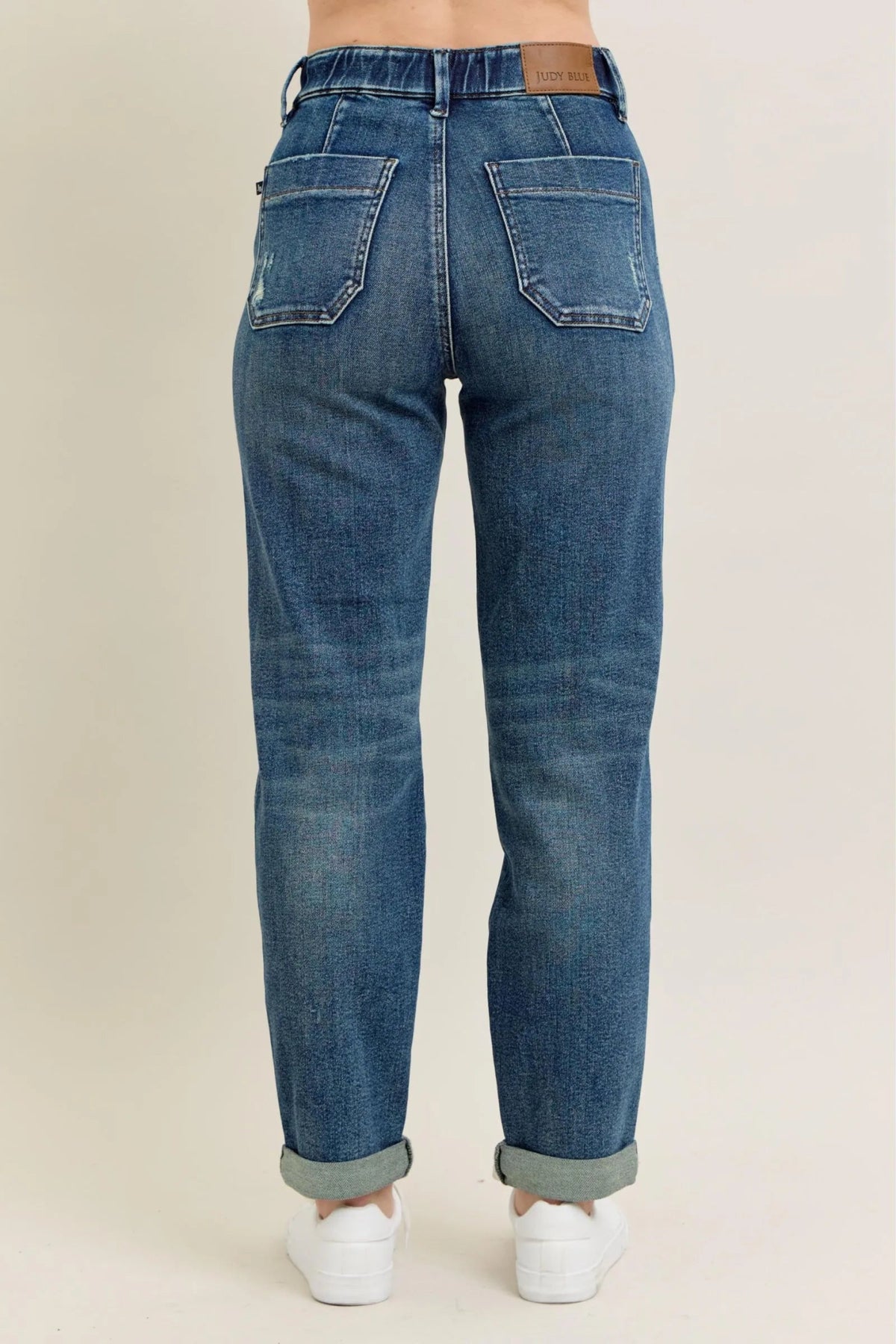 Judy Blue Plus Size High Waist Vintage Wash Jeans with Adjustable Drawstring - Triniskies