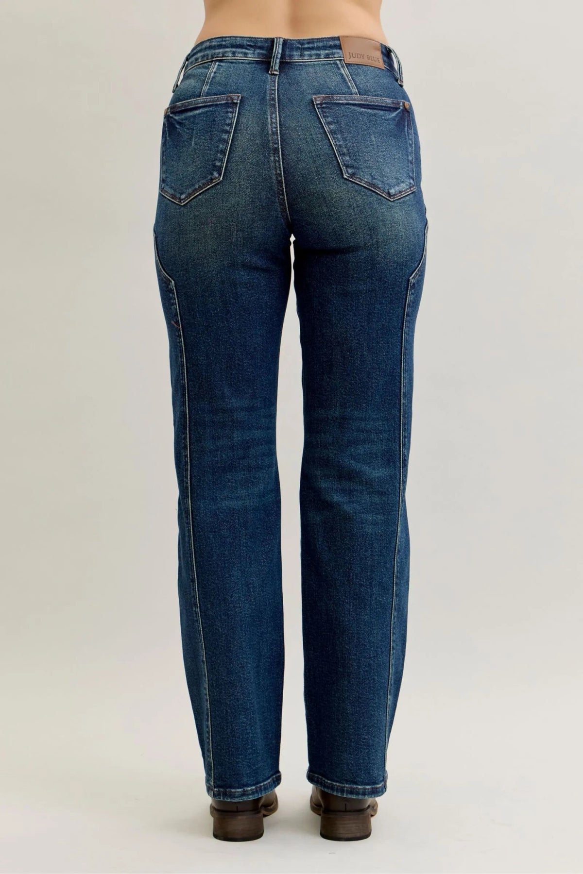 Judy Blue Plus Size Seam Detail Straight Leg Jeans – Vintage Wash High Waist - Triniskies