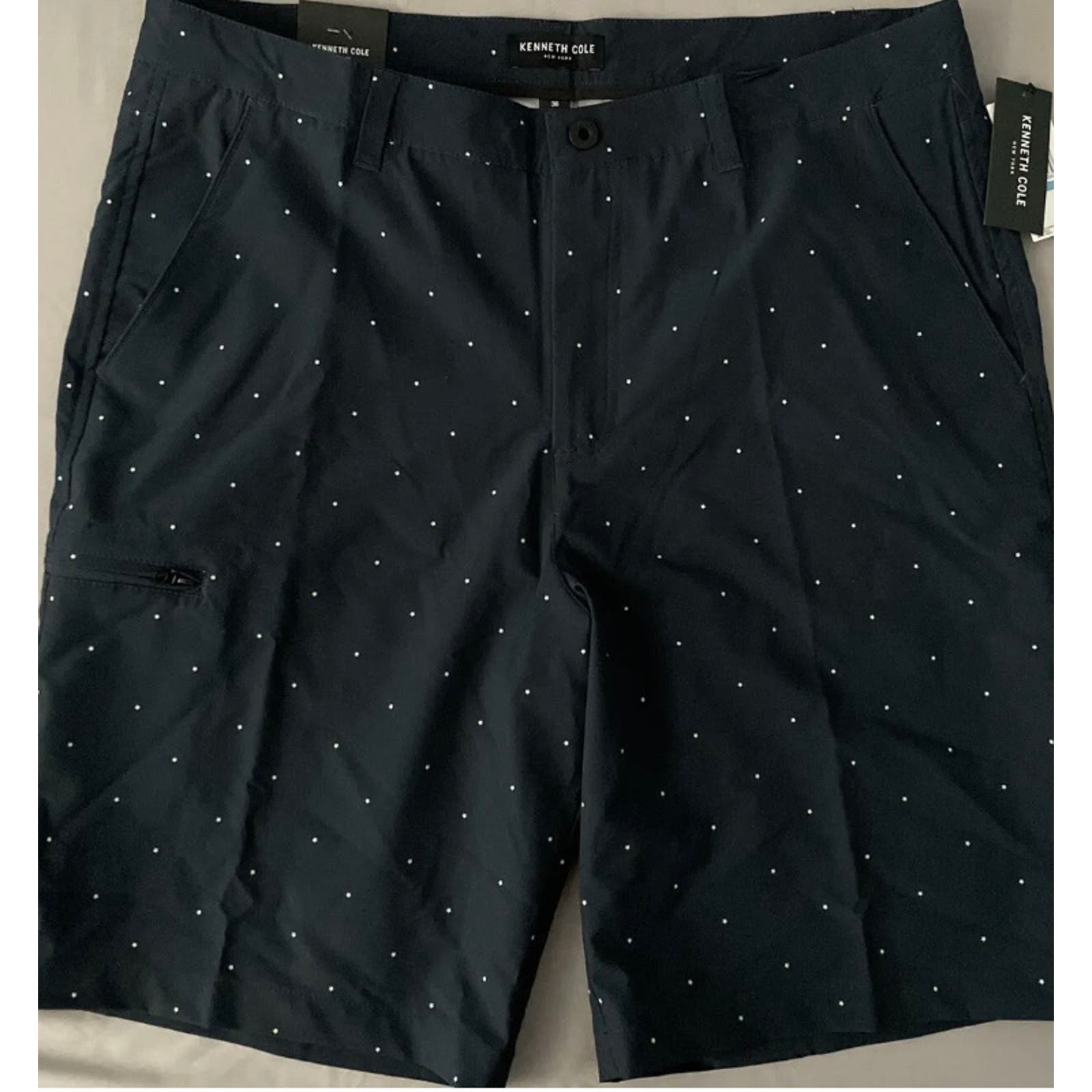 Kenneth Cole Men's Star Print Tech Cargo Shorts - Navy, Size 38 * MS33 - Triniskies