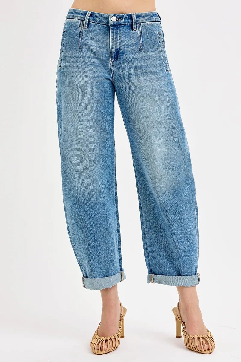 RISEN Plus Size Mid Rise Barrel Roll Up Jeans – Relaxed Coastal Fit - Triniskies