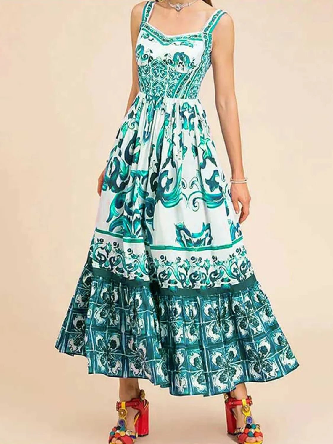 Santorini Smocked Wide Strap Dress – Blue Porcelain - Triniskies
