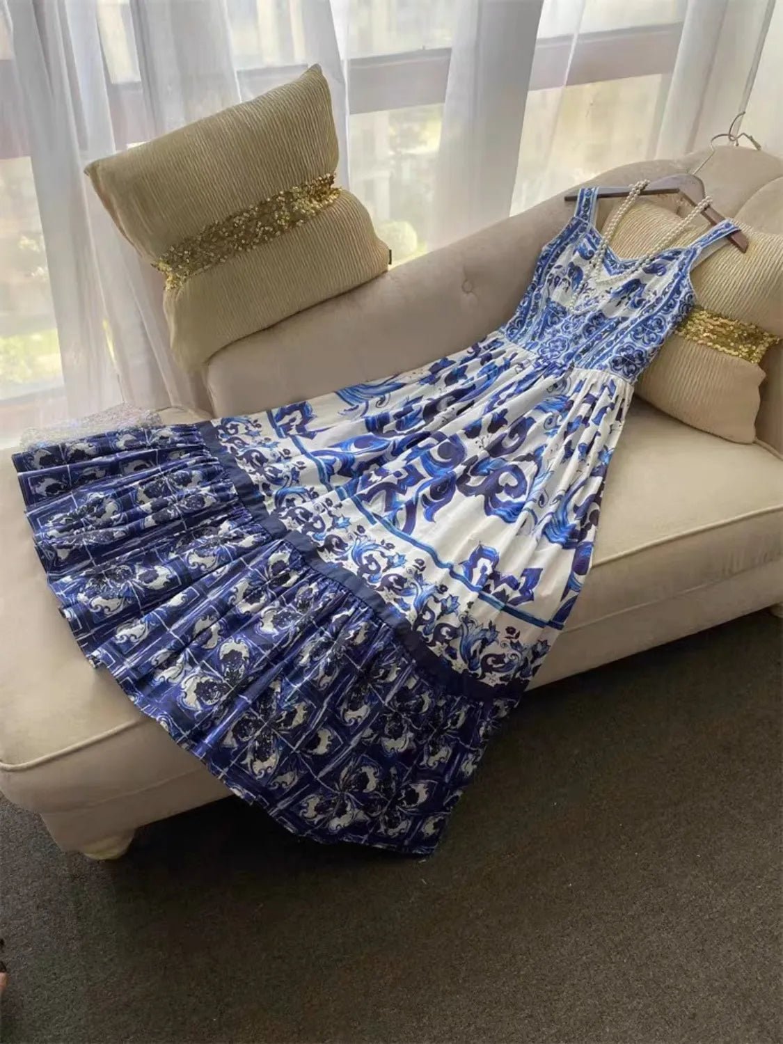 Santorini Smocked Wide Strap Dress – Blue Porcelain - Triniskies