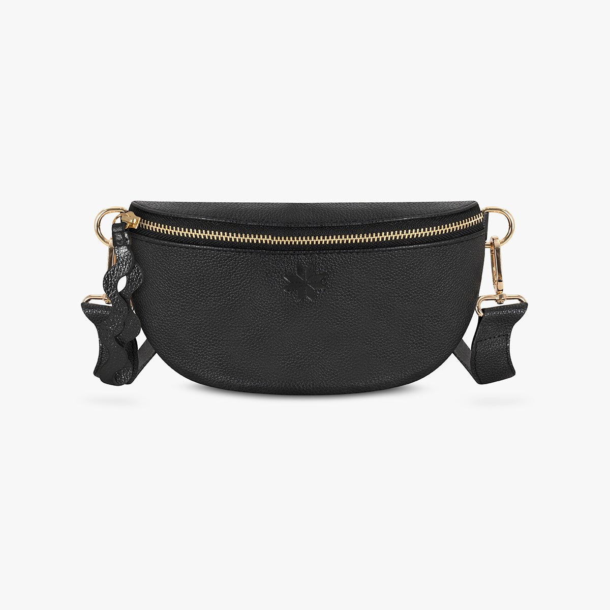 Starry Black Crossbody Bag - Womads Colombian Leather with Fuchsia Lining - Triniskies