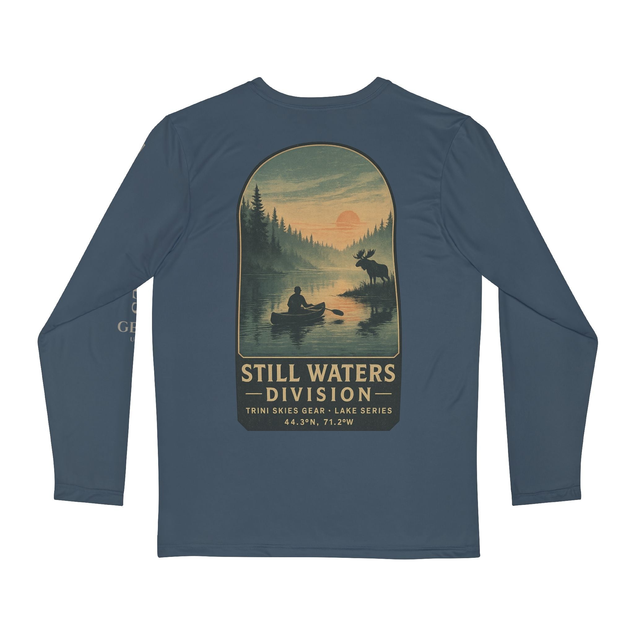 Still Waters Division Long Sleeve Fishing Shirt Lake Series Trini Skies Gear Perfect for Anglers, Coastal Vibes USA Fishing Gift - Triniskies