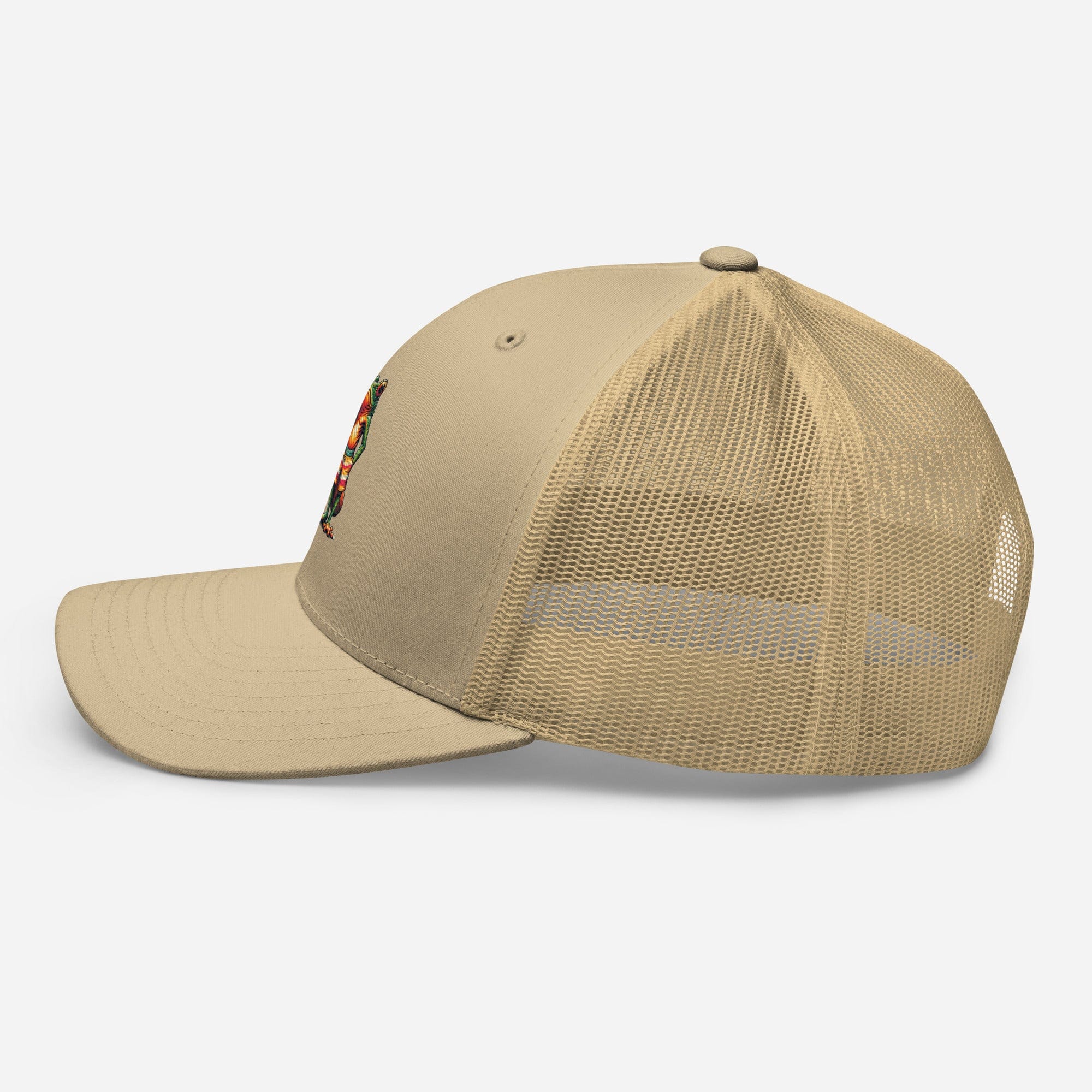 Surfs Up Surfing Frog Embroidered Trucker Cap by Trini Skies, Adjustable Mesh Back Cap - Triniskies