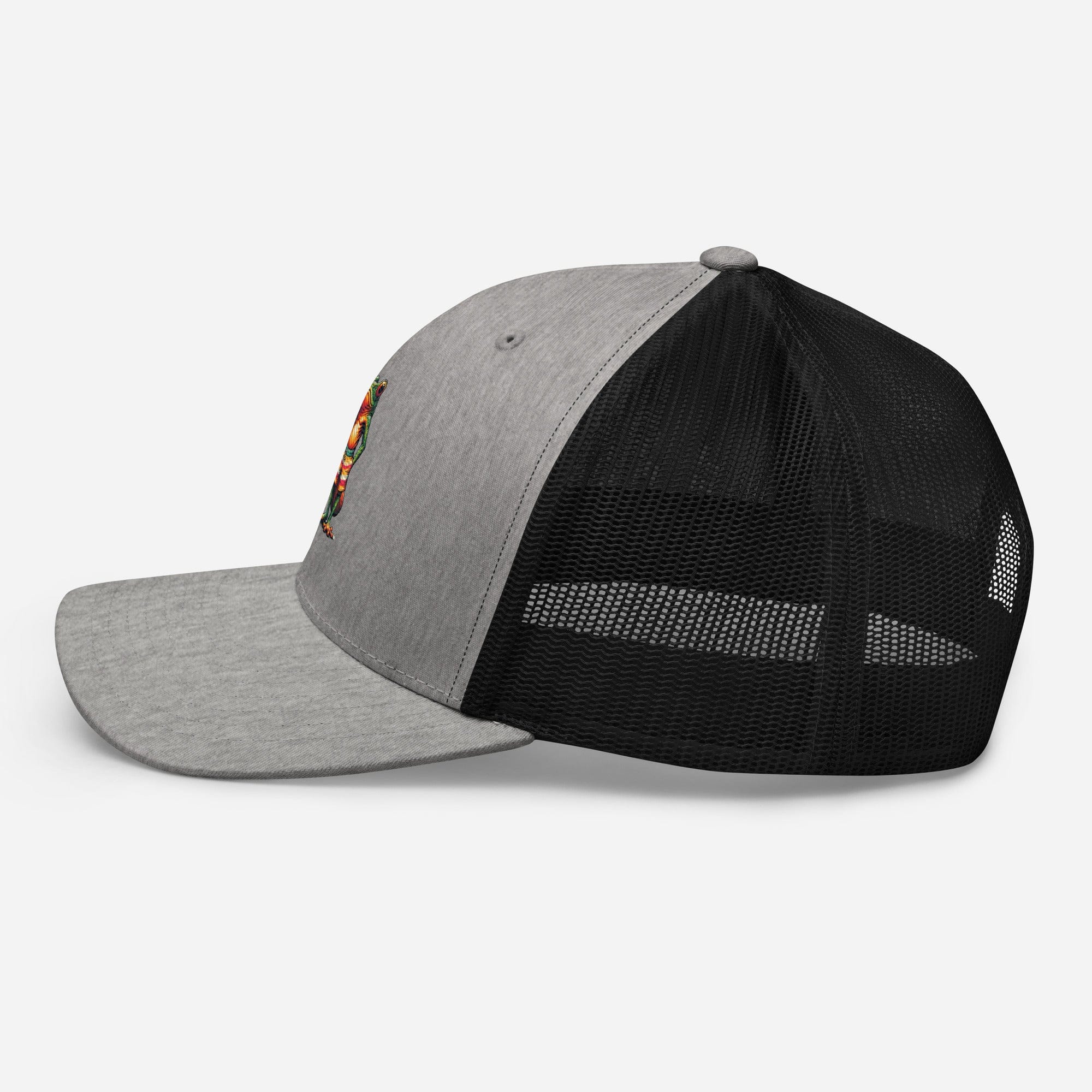 Surfs Up Surfing Frog Embroidered Trucker Cap by Trini Skies, Adjustable Mesh Back Cap - Triniskies