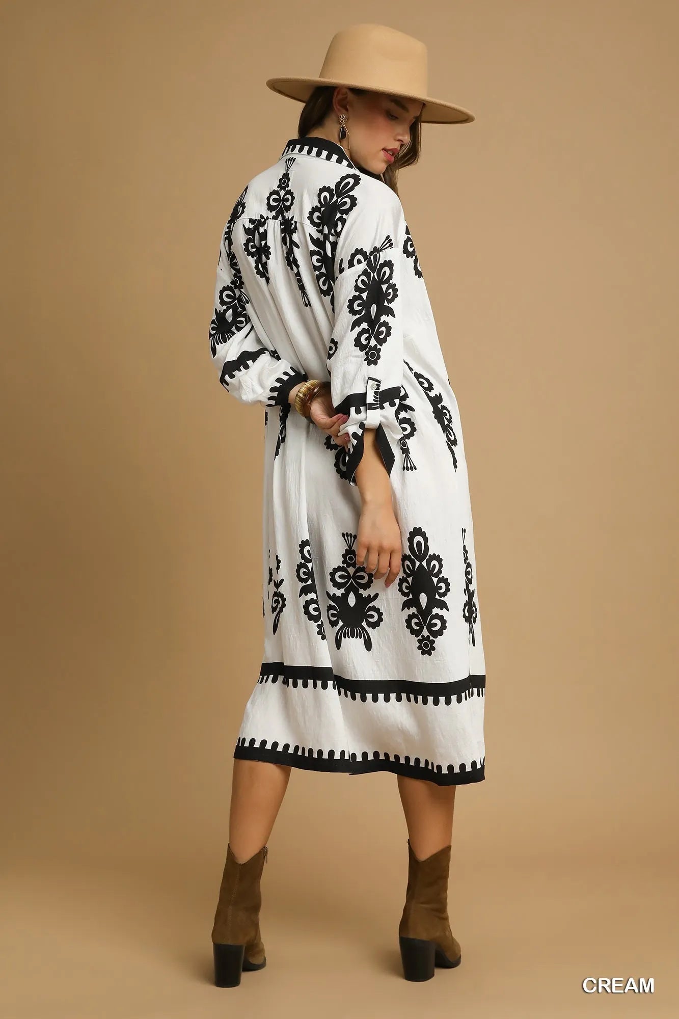 Umgee Abstract Print Resort Midi Dress – Coastal Chic Bohemian Style - Triniskies