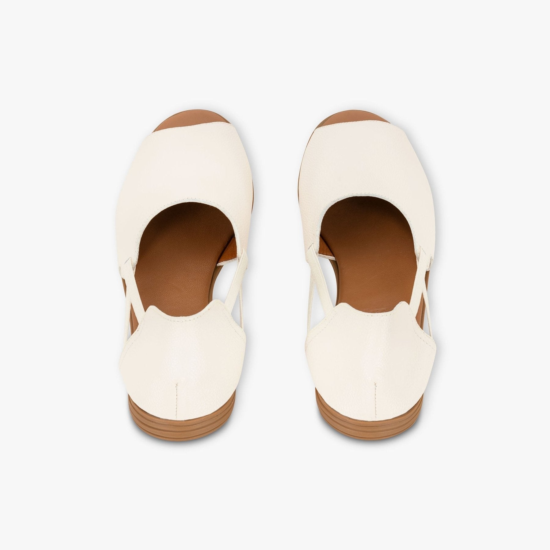 Vanilla Cream Peep Toe Sandals - Womads Leather Flats for Women - Triniskies