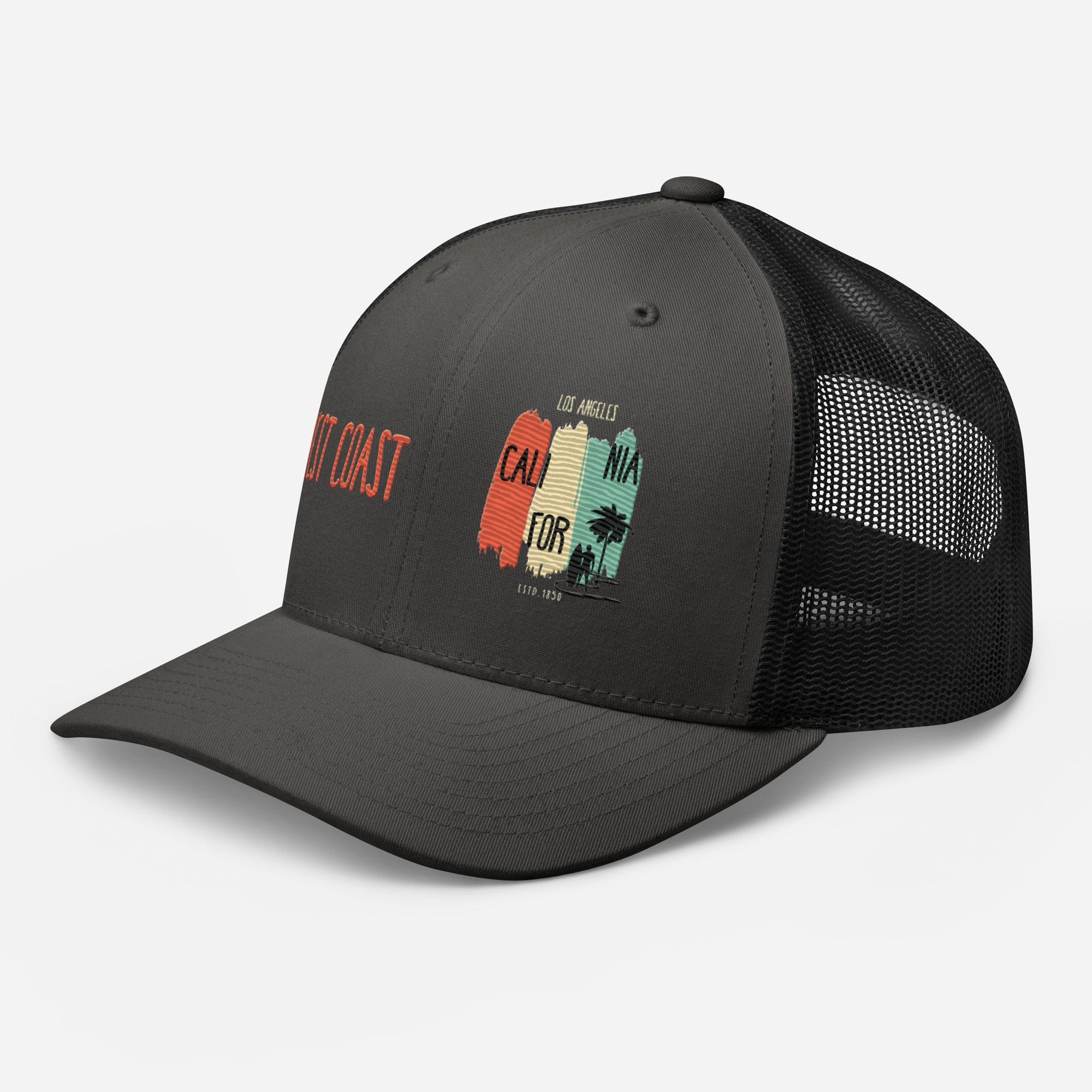 West Coast Los Angeles Embroidered Snapback Trucker Hat, Adjustable Mesh Back Cap - Triniskies