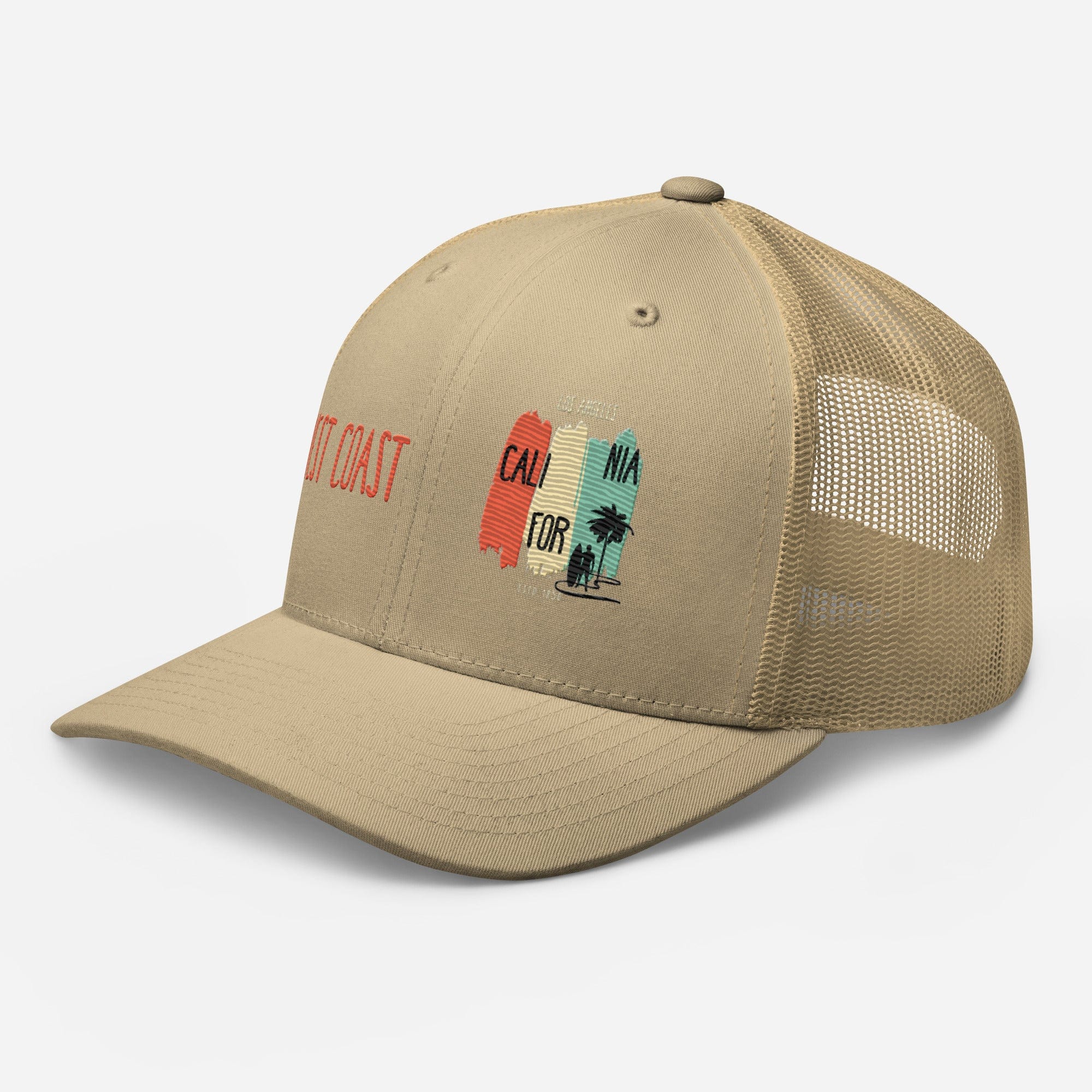 West Coast Los Angeles Embroidered Snapback Trucker Hat, Adjustable Mesh Back Cap - Triniskies