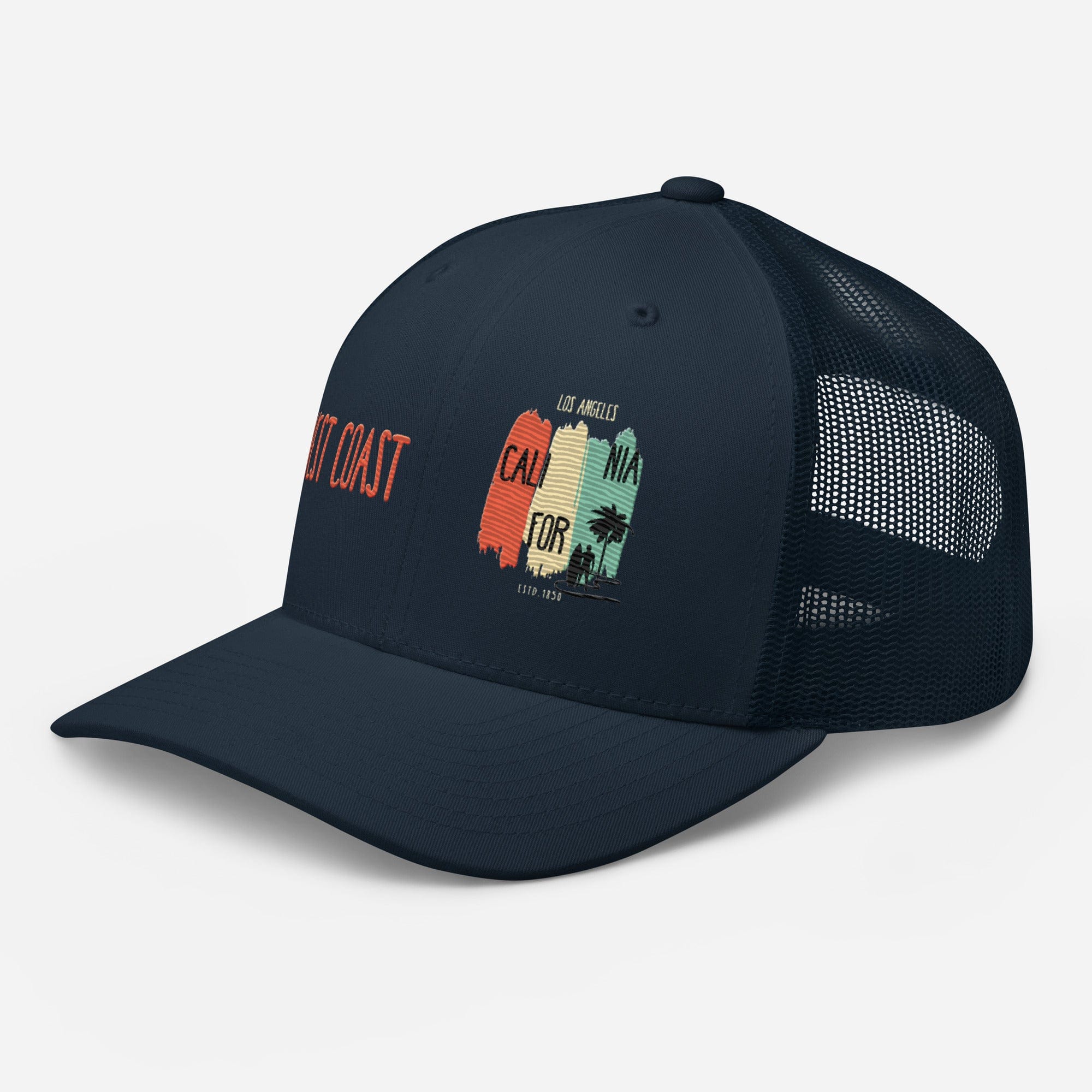 West Coast Los Angeles Embroidered Snapback Trucker Hat, Adjustable Mesh Back Cap - Triniskies