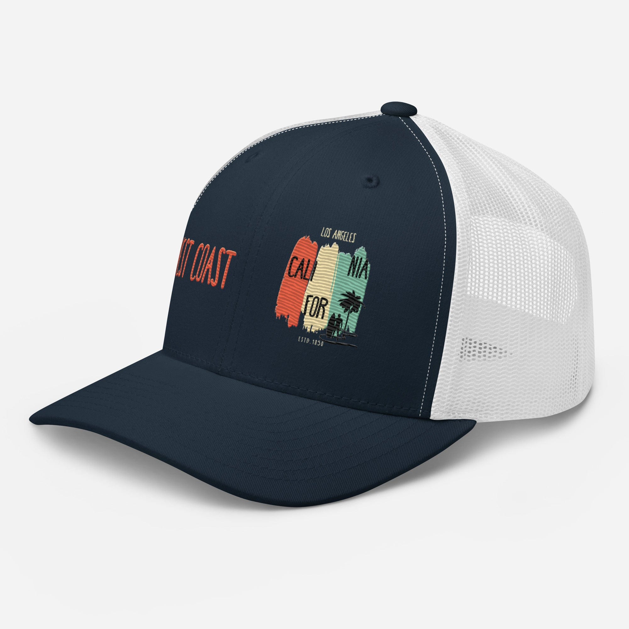 West Coast Los Angeles Embroidered Snapback Trucker Hat, Adjustable Mesh Back Cap - Triniskies