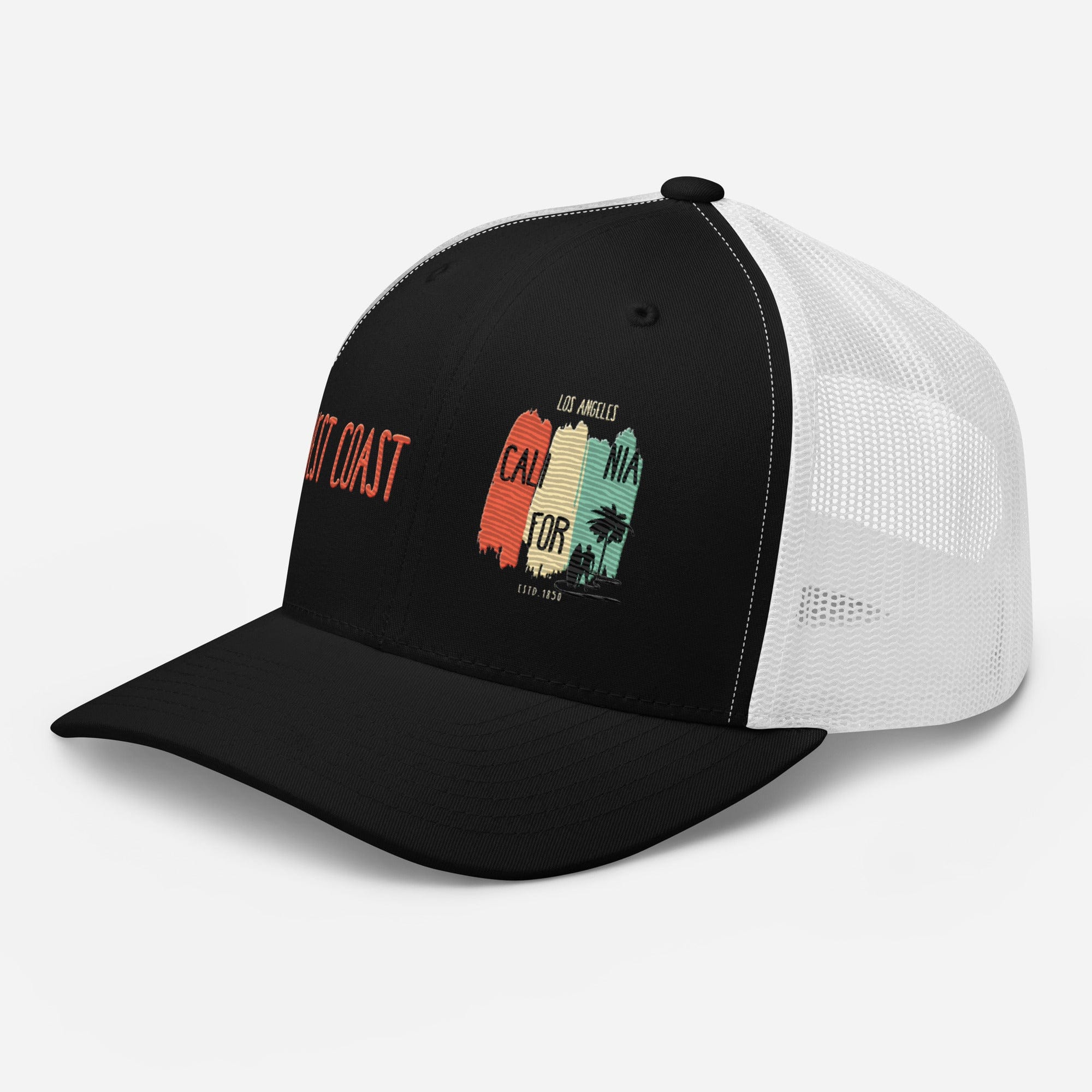 West Coast Los Angeles Embroidered Snapback Trucker Hat, Adjustable Mesh Back Cap - Triniskies