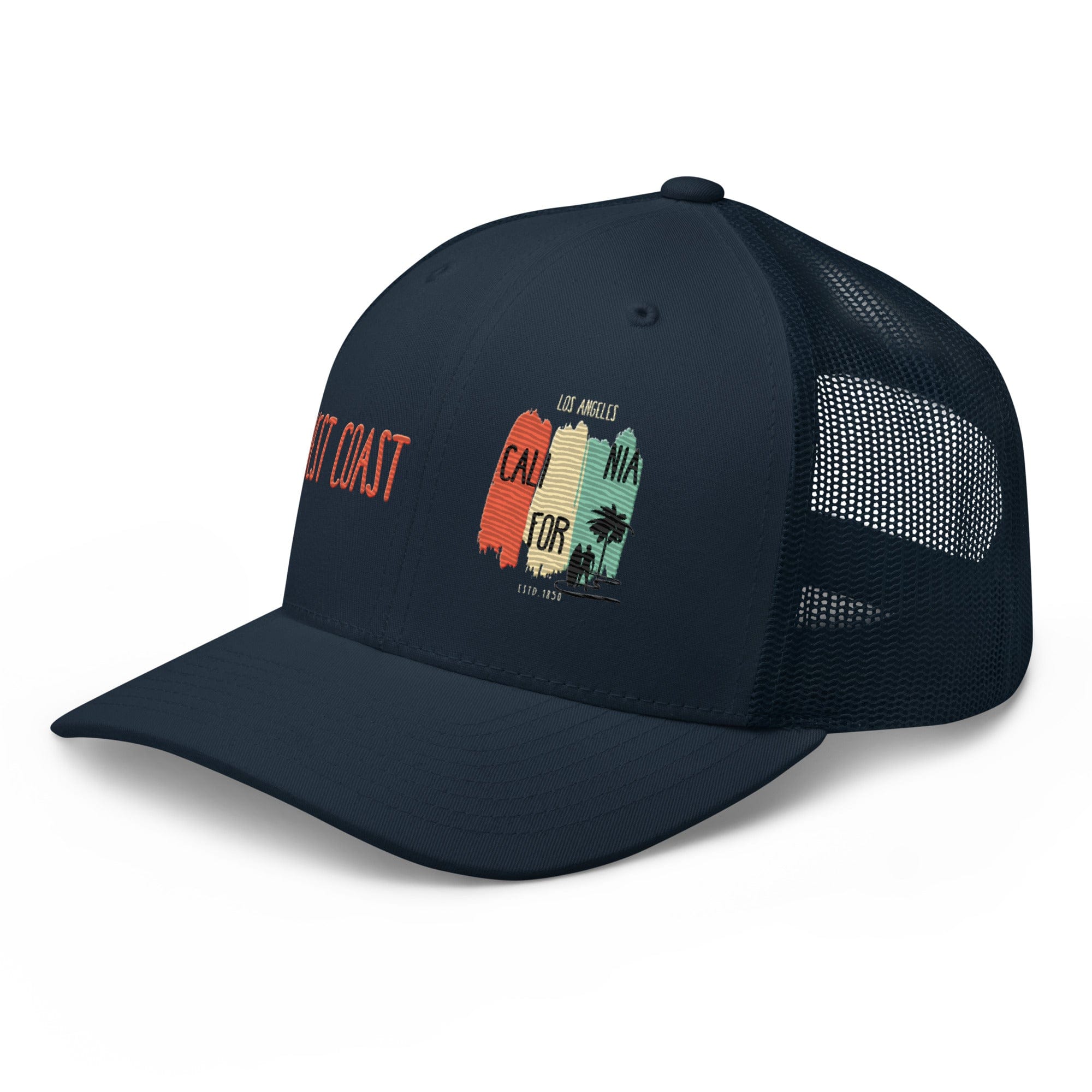 West Coast Los Angeles Embroidered Snapback Trucker Hat, Adjustable Mesh Back Cap - Triniskies