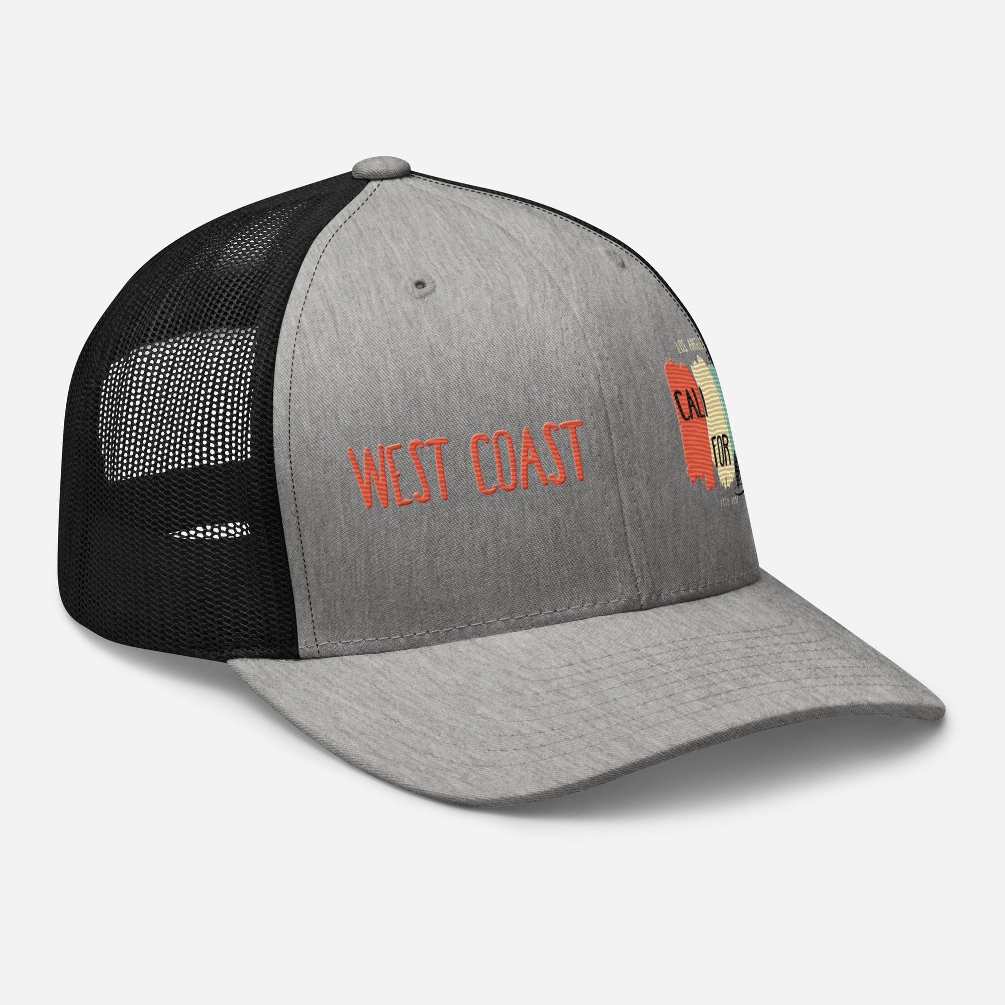 West Coast Los Angeles Embroidered Snapback Trucker Hat, Adjustable Mesh Back Cap - Triniskies